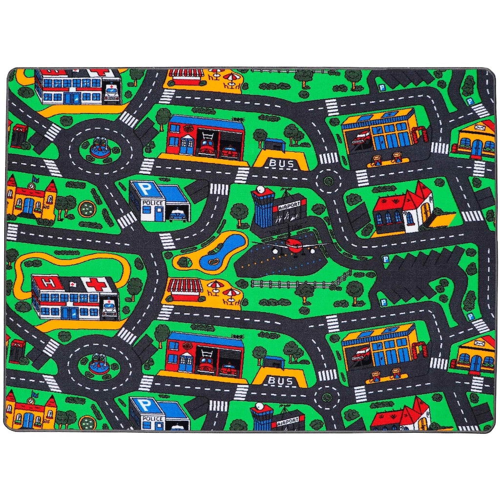 Primaflor-Ideen in Textil Kinderteppich »CITY«, rechteckig, 5 mm Höhe, Straßen-Spiel-Teppich, Straßenbreite ca. 9 cm, Kinderzimmer