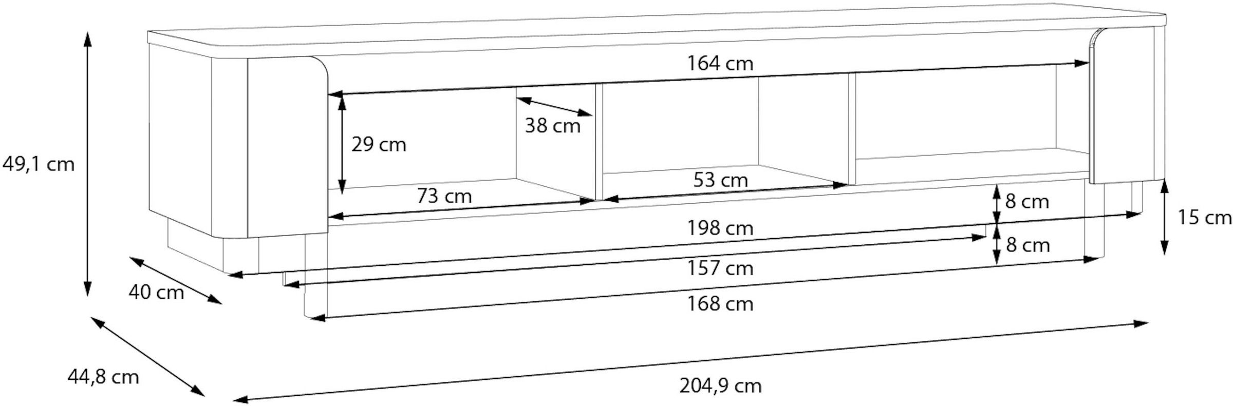 FORTE Lowboard »VodolTV-Board, TV-Schrank«, TV Board, Soft Close, Stauraum