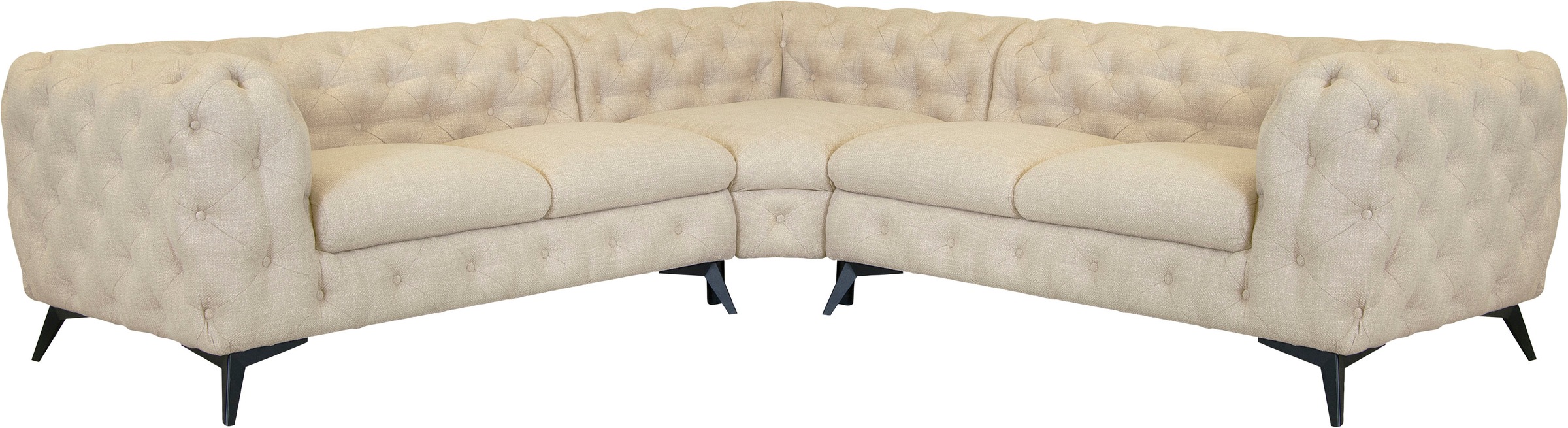 Leonique Chesterfield-Sofa »Ecksofa GLYNIS L-Form mit Wellenunterfederung, günstig online kaufen