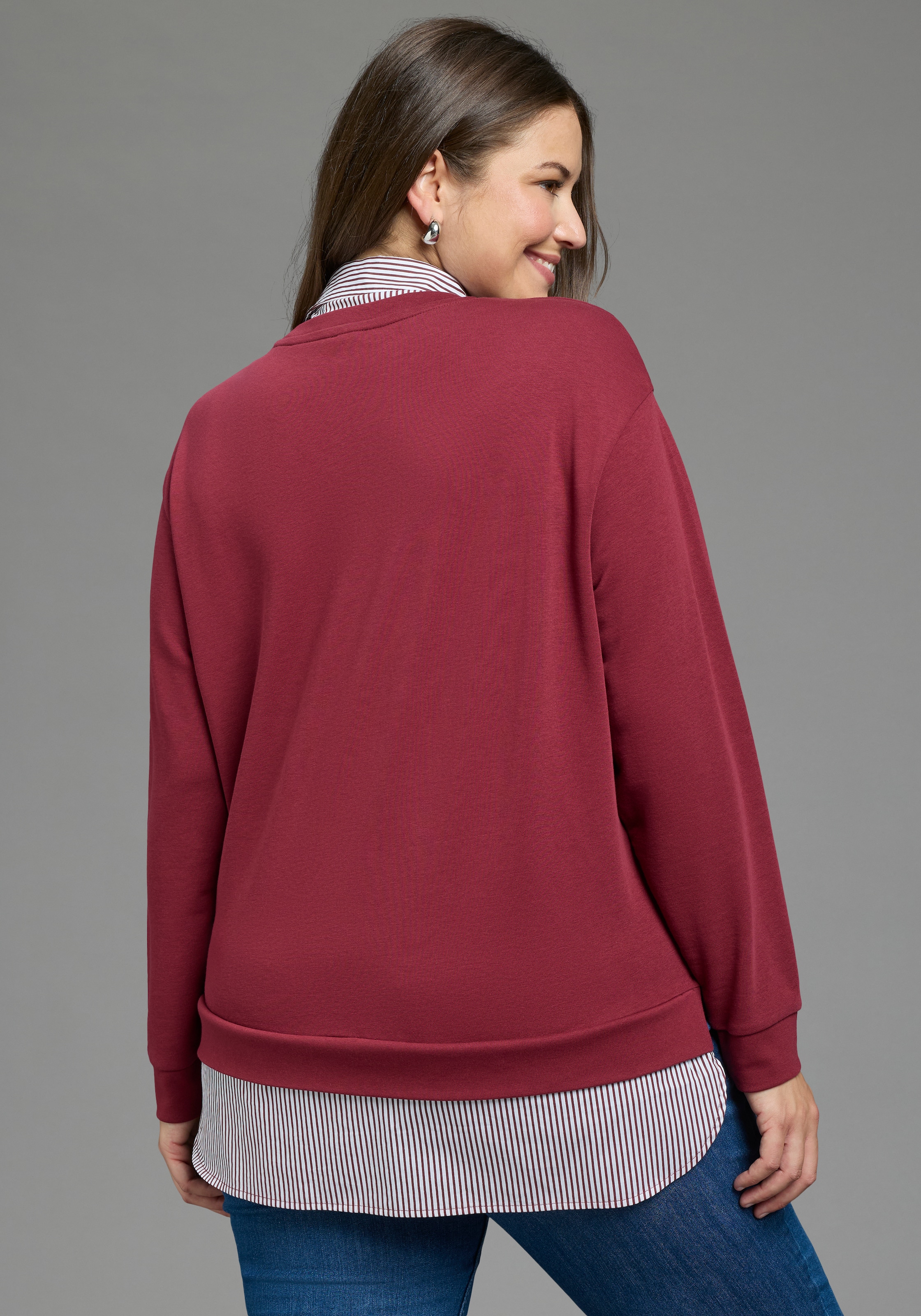 Laura Scott CURVE Sweater »Große Größen«, mit elegantem Bluseneinsatz
