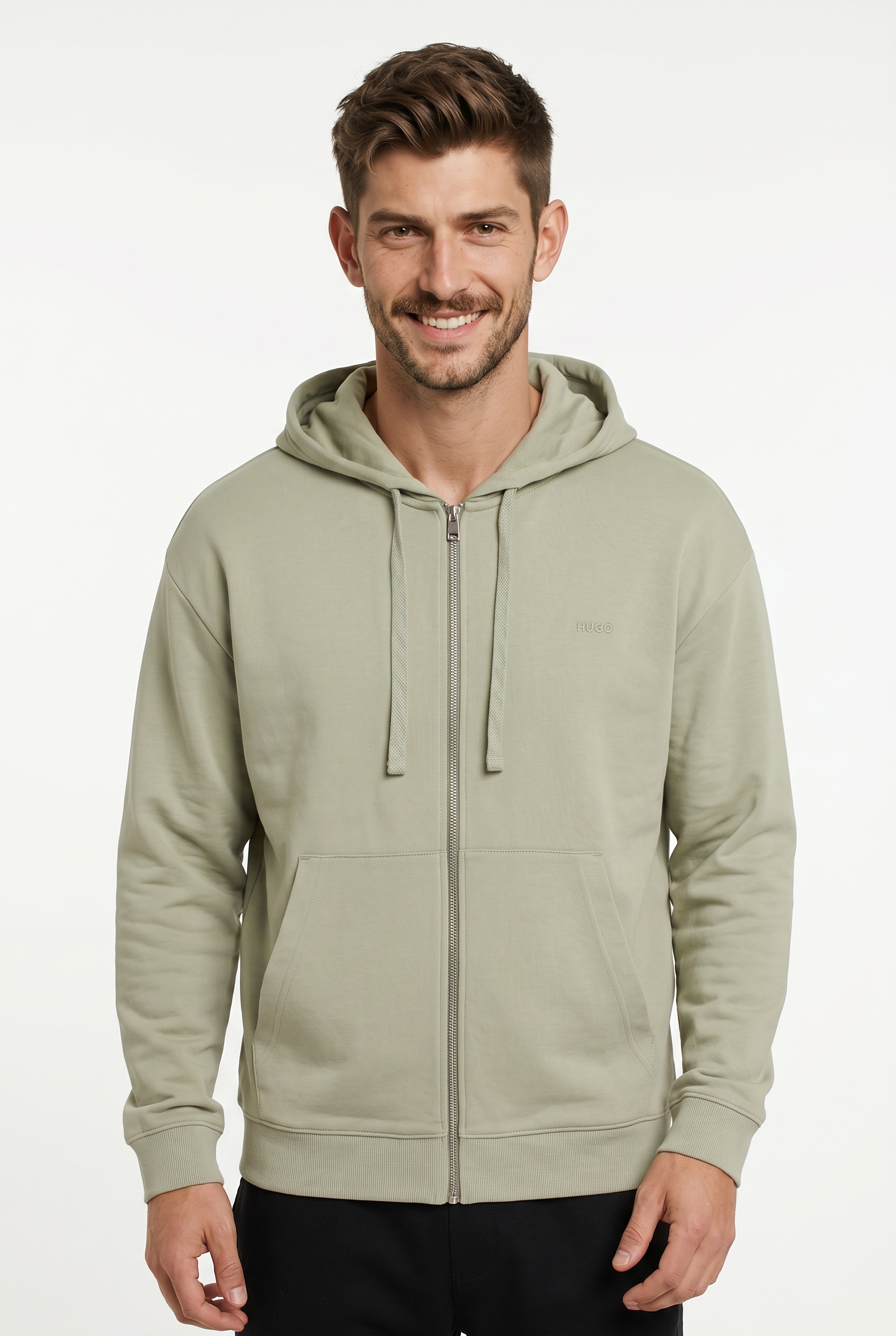 HUGO Kapuzensweatjacke Relaxed Fit, Kapuze, Taschen