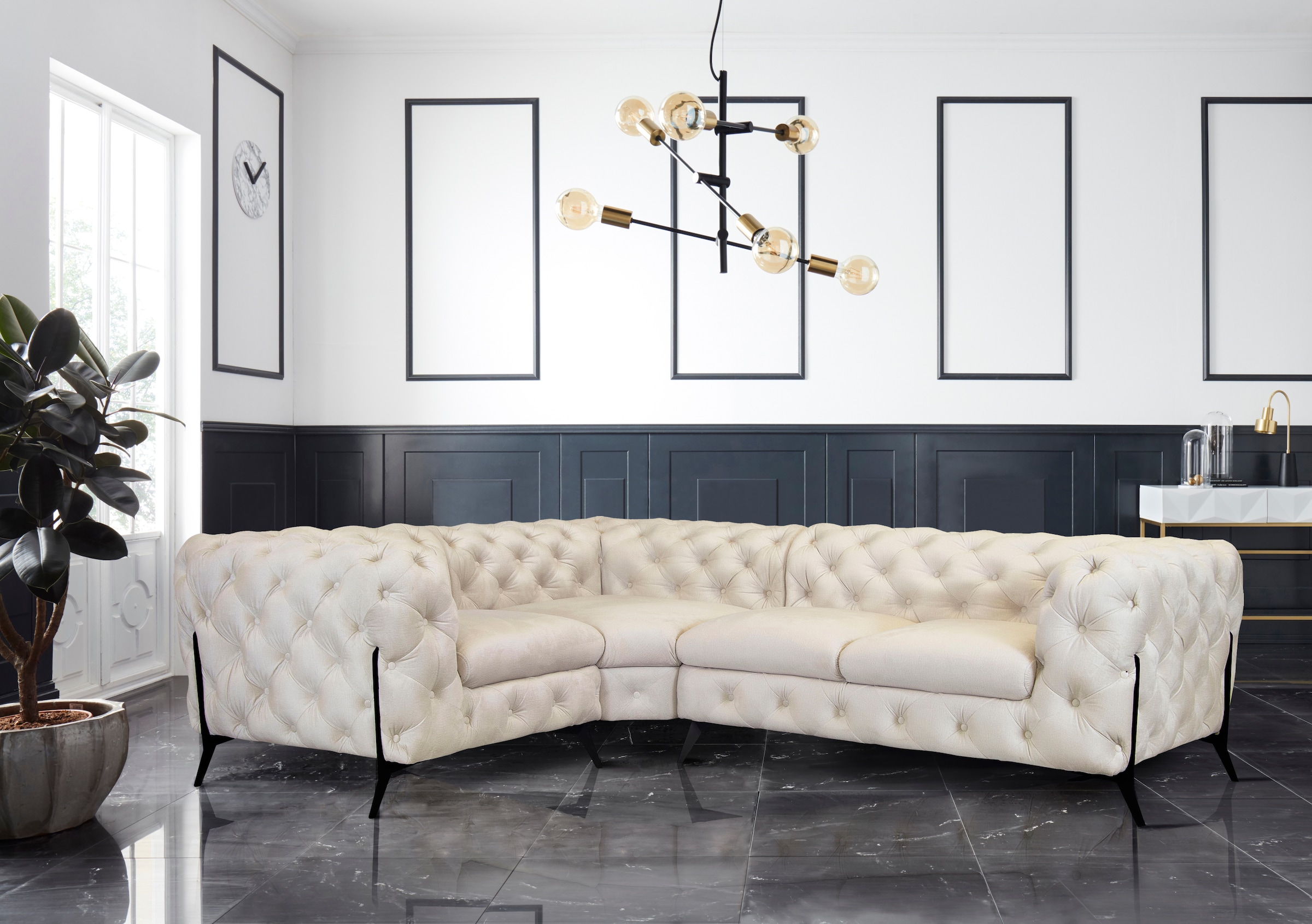 Home affaire Chesterfield-Sofa »Amaury L-Form« moderne Chersterfield-Optik, günstig online kaufen