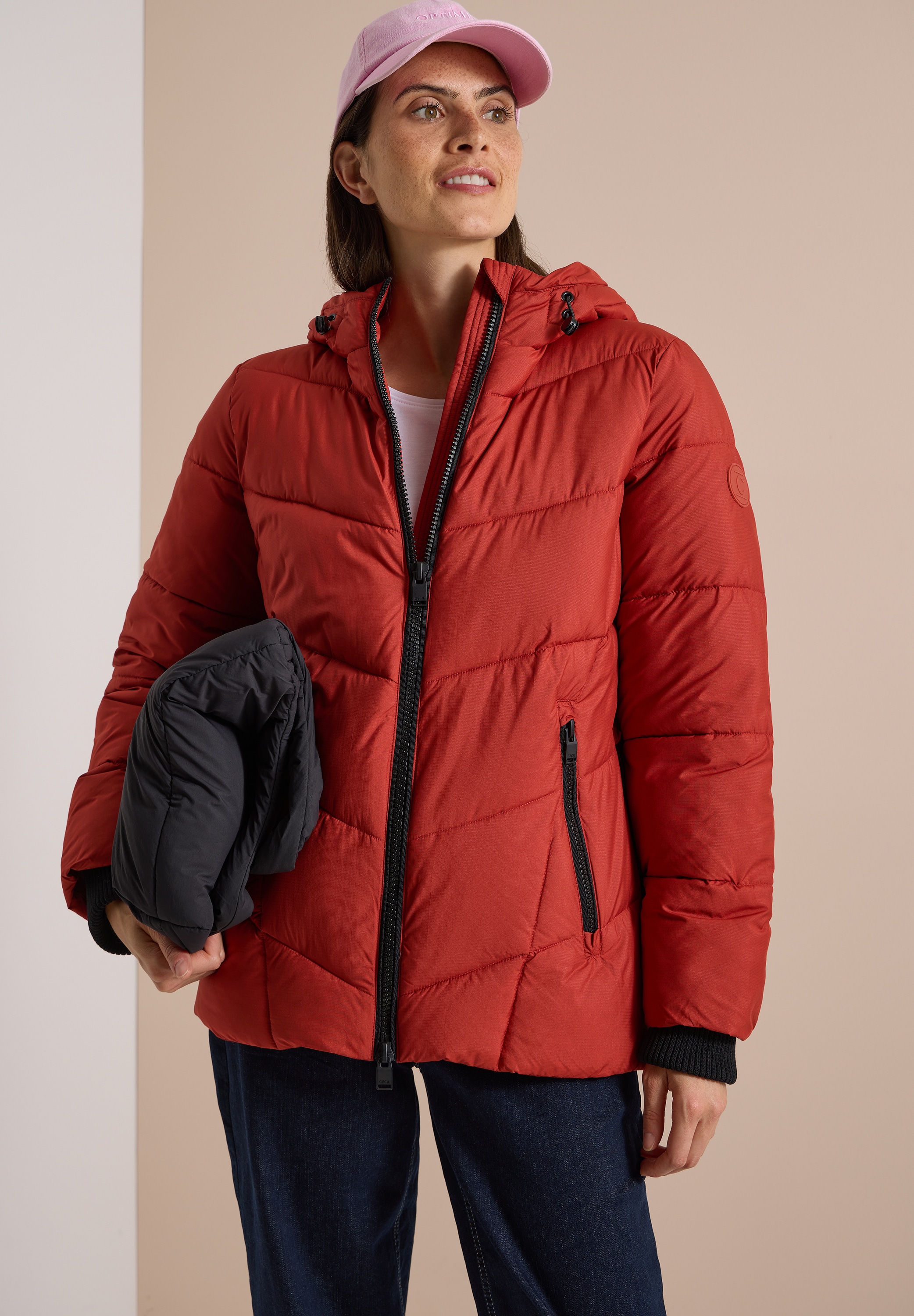 Cecil Steppjacke mit Kapuze Winterjacke in Midi-Länge mit Kapuze