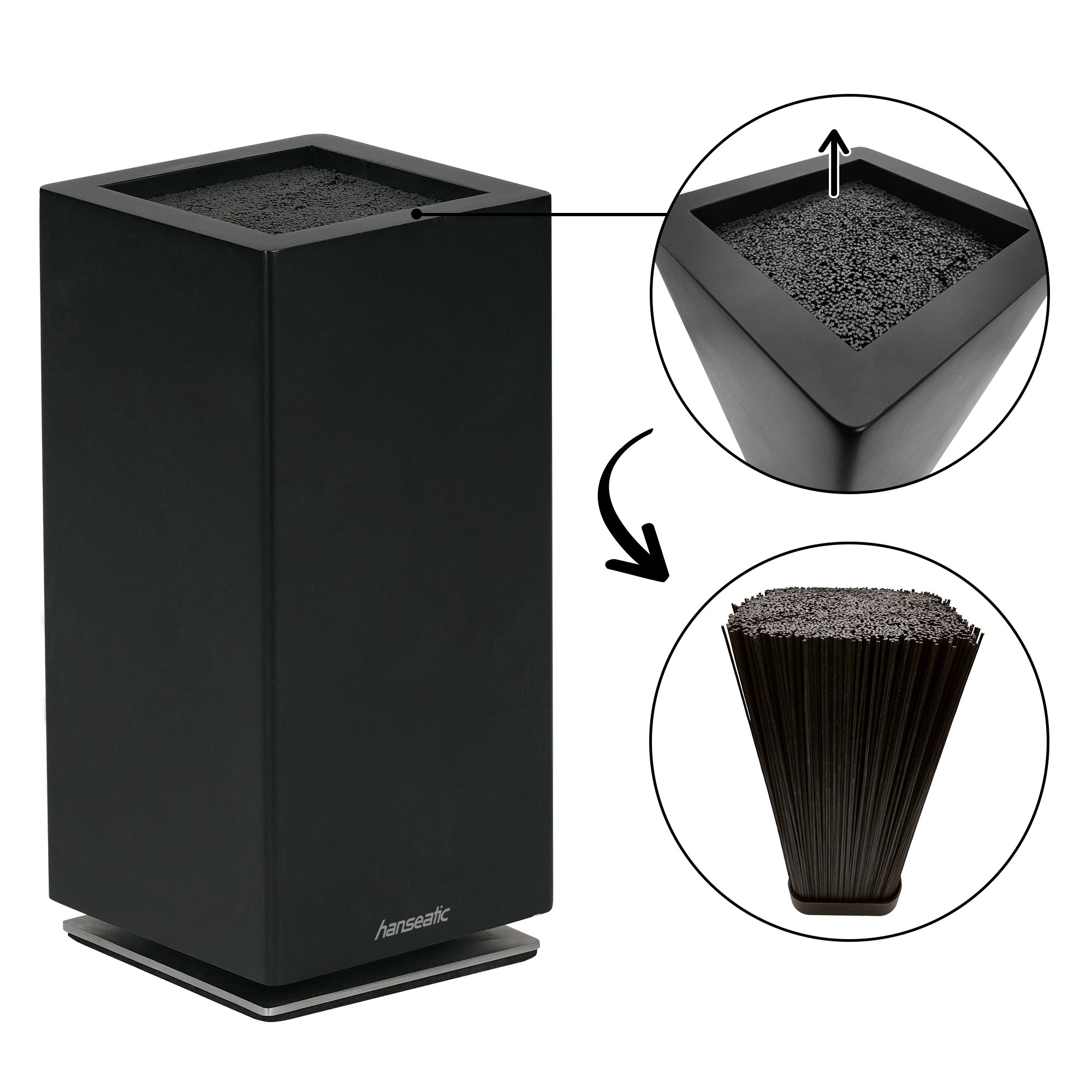 Hanseatic Magnet-Messerblock »hanseatic PREMIUM, Messerblock aus Holz« 1 Stk. elegantes Design, herausnehmbarer Borsteneinsatz, 360-Grad-drehbar