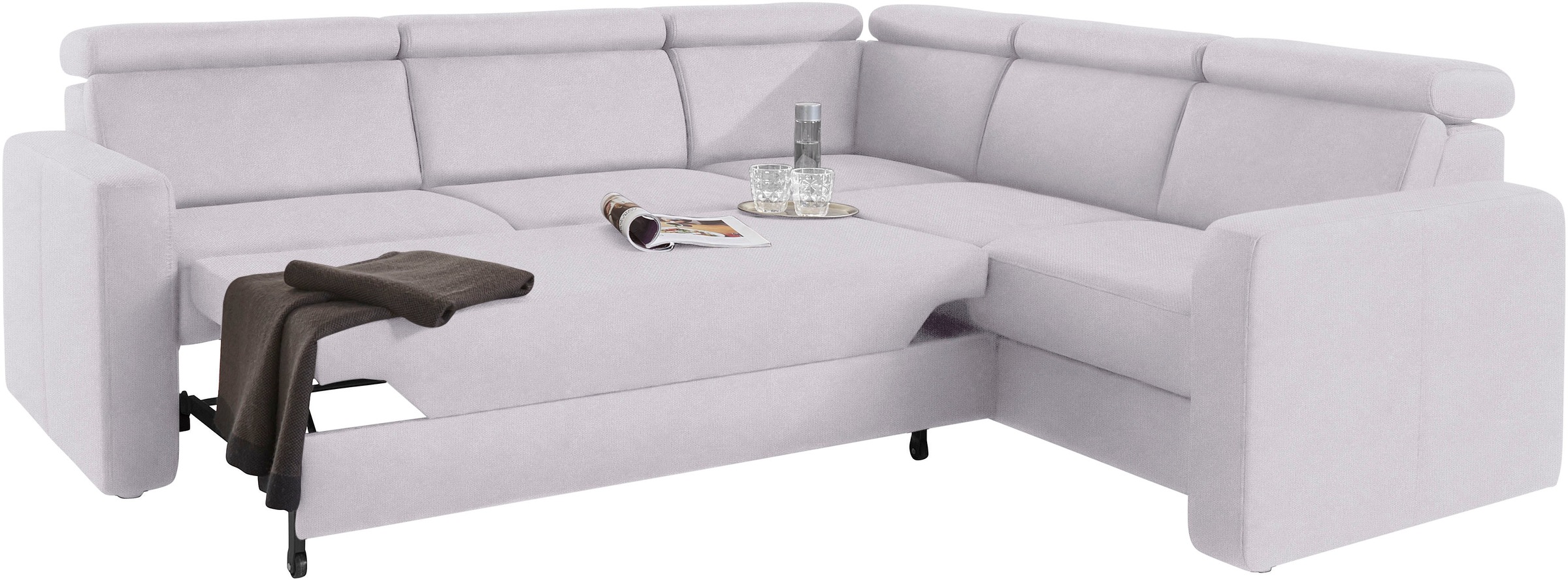 sit&more Ecksofa »Bologna L-Form«, Kopfteilverstellung, wahlweise mit Bettfunktion und Schubkasten