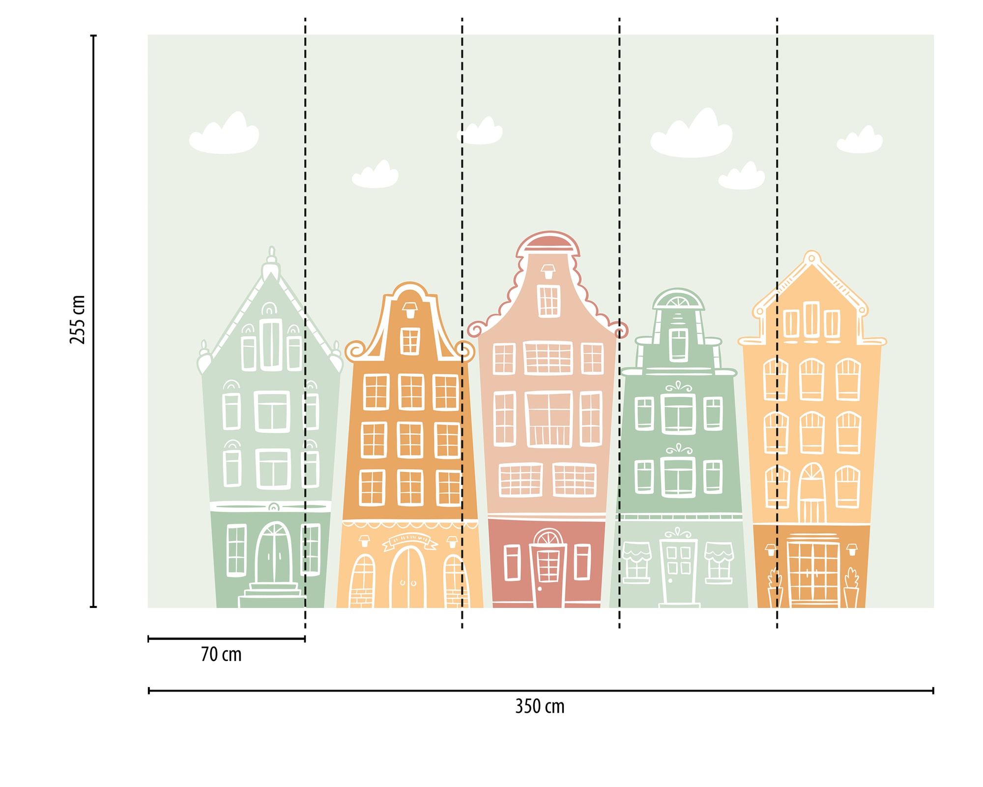 A.S. Création Vliestapete »Fototapete bunte Altstadthäuser Pastell Kinder« matt strukturiert