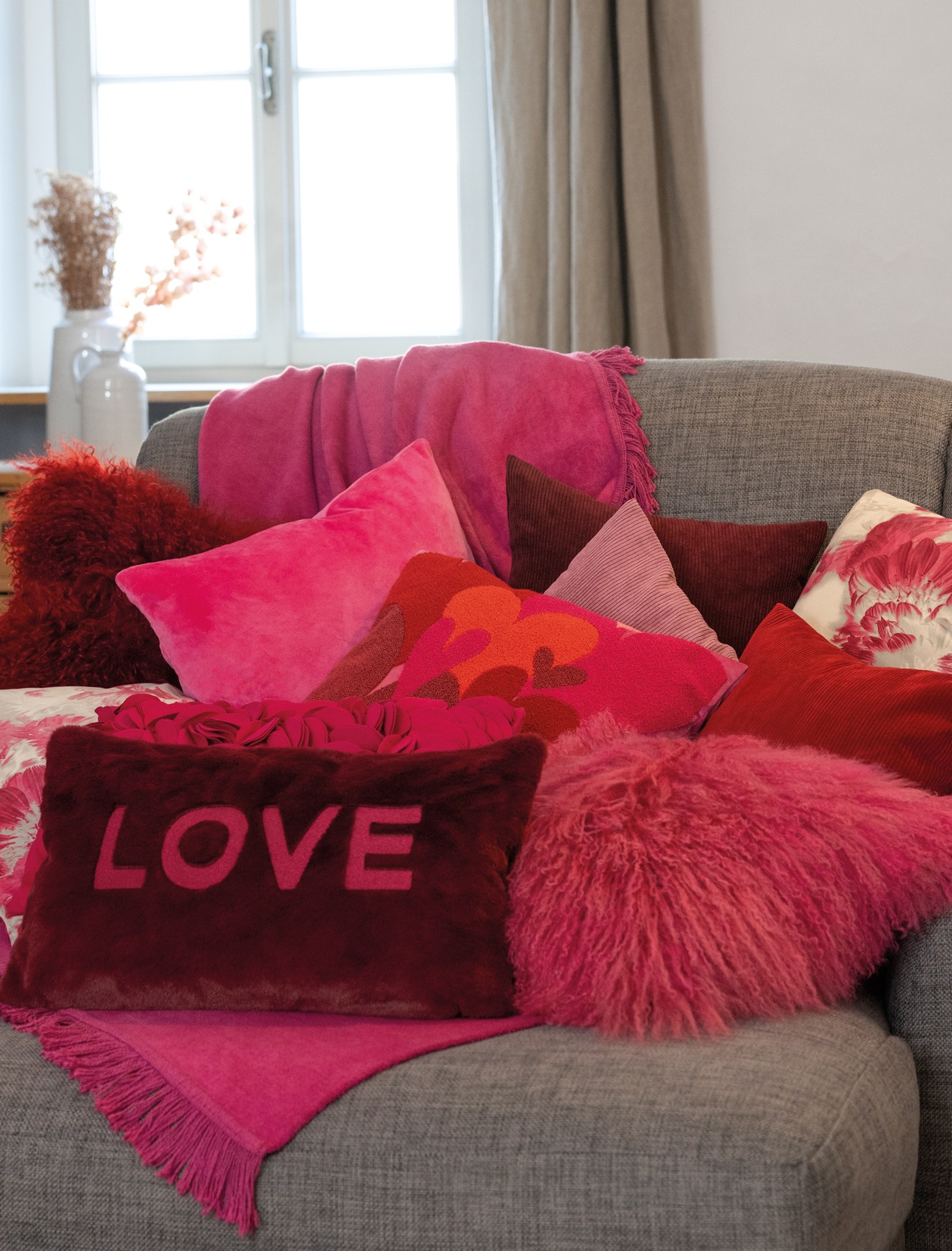 PAD Dekokissen »HEARTS EMBROIDERY« schicke stickerei