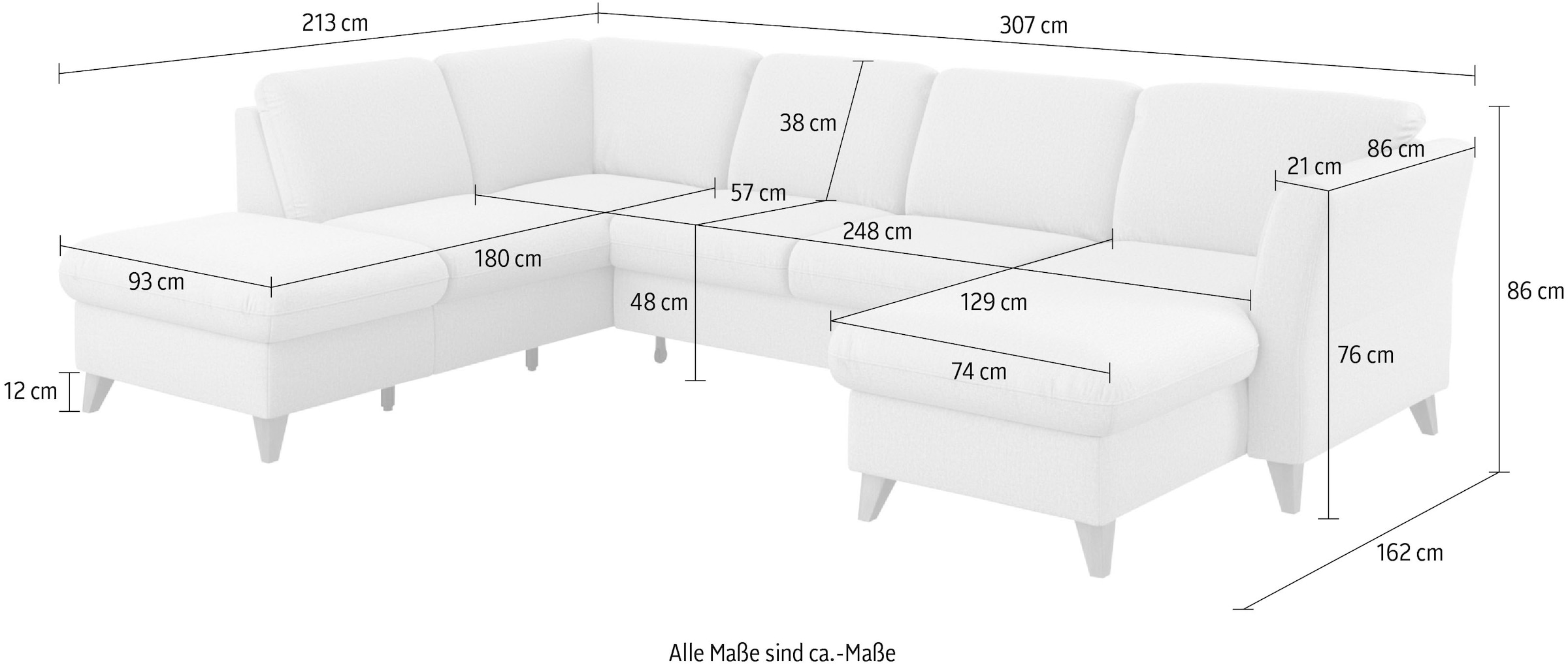 Home affaire Wohnlandschaft »Trelleborg U-Form«, Federkern-Polsterung, wahlweise mit Bettfunktion und Stauraum