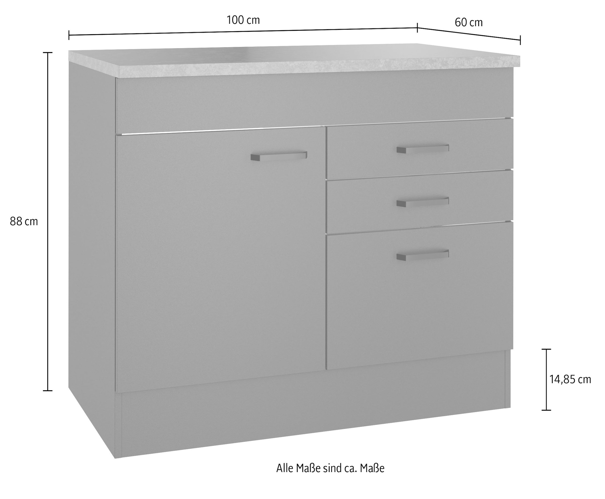 OPTIFIT Spülenschrank »OPTImulti« Breite 100 cm, mit 1 Tür, 2 Schubkästen, 1 Auszug
