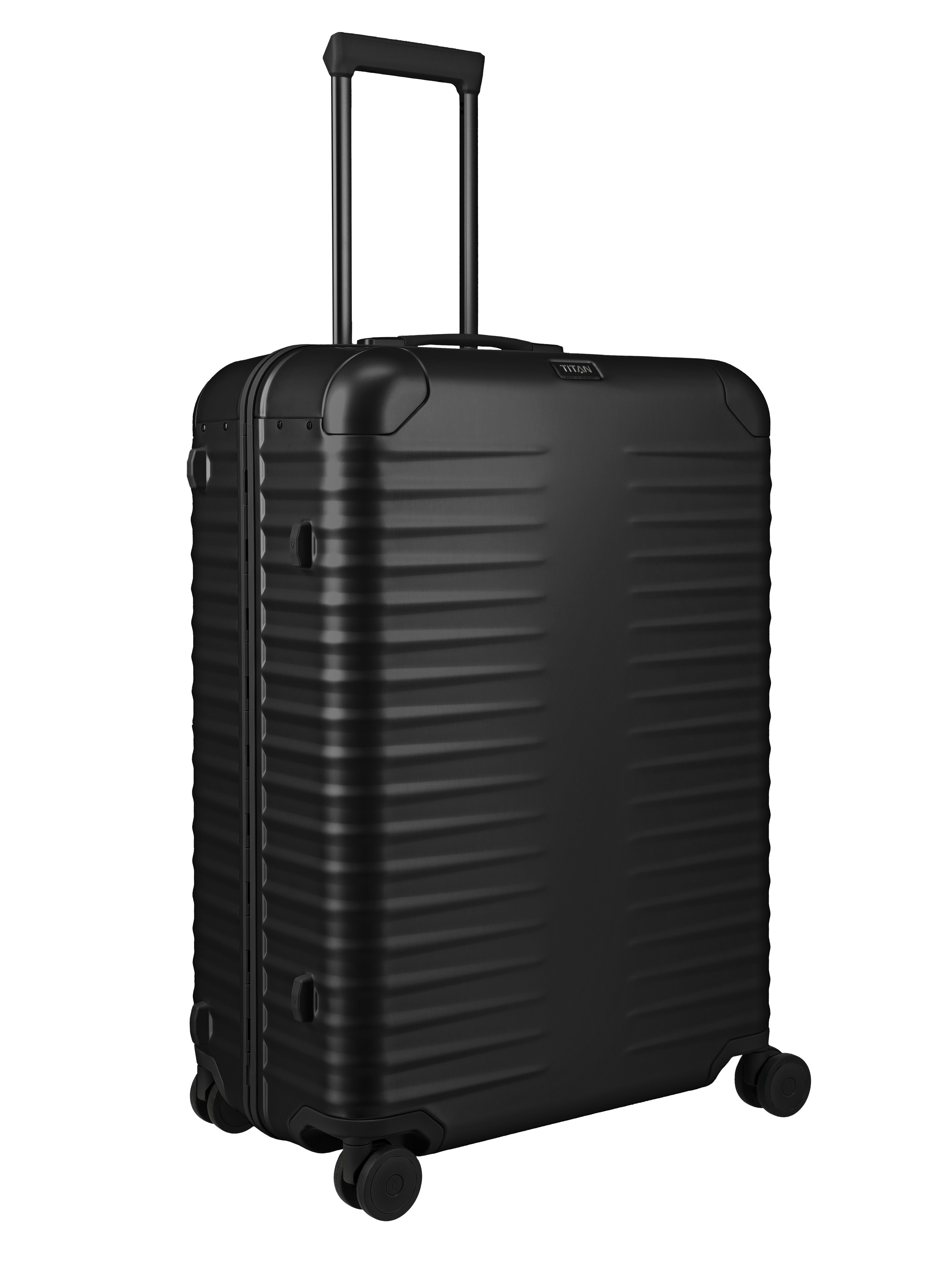 TITAN - Made in Germany Trolley »ETERNITY L Aluminium Reisekoffer Made in Germany« 101 l 4 Rollen 100 % Aluminium, Smart Frame und Echtledergriffe