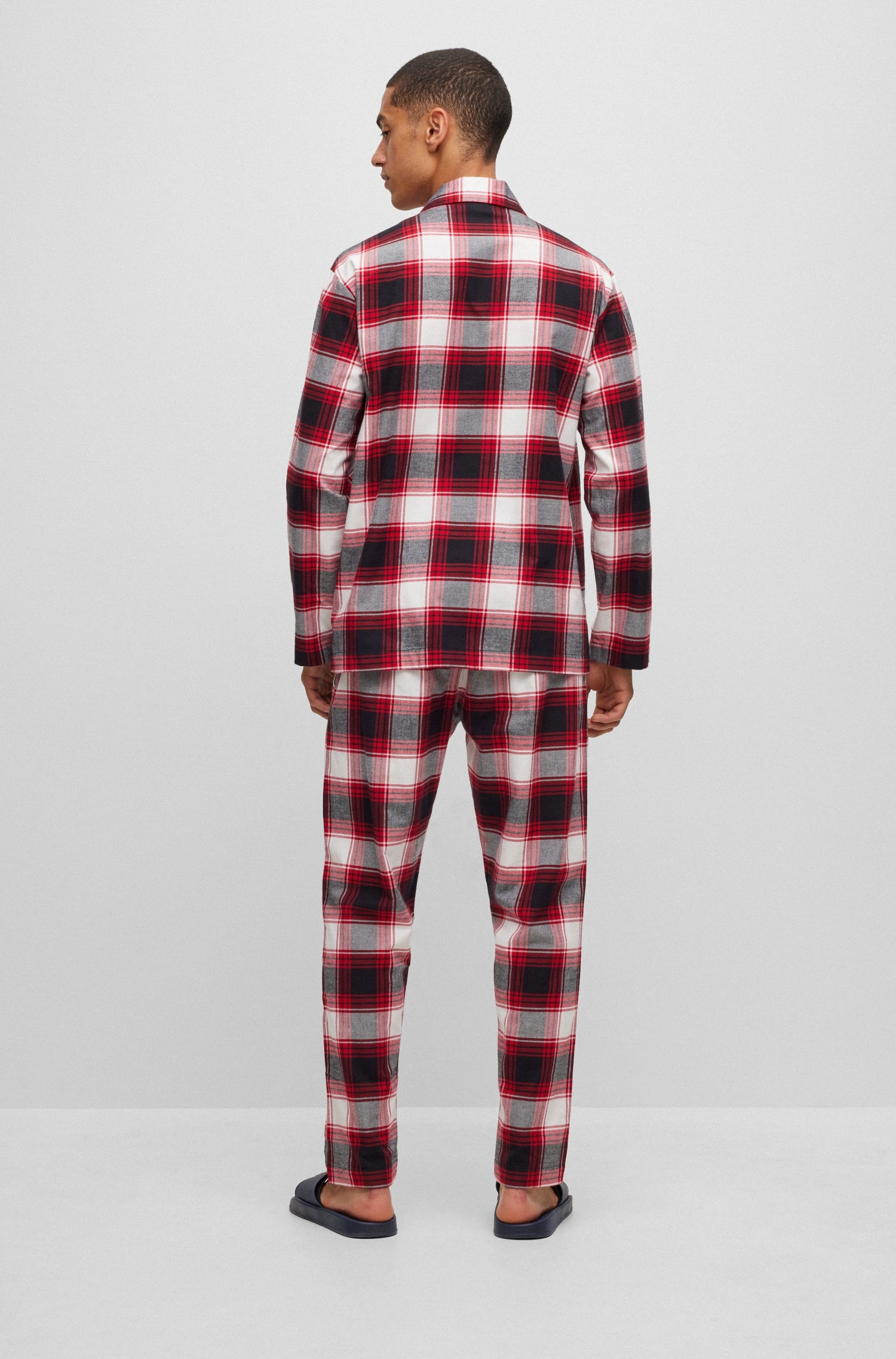 Pyjama«, mit Stickerei kaufen HUGO HUGO Check (2 online »Soft tlg.), auf Brust Schlafanzug der
