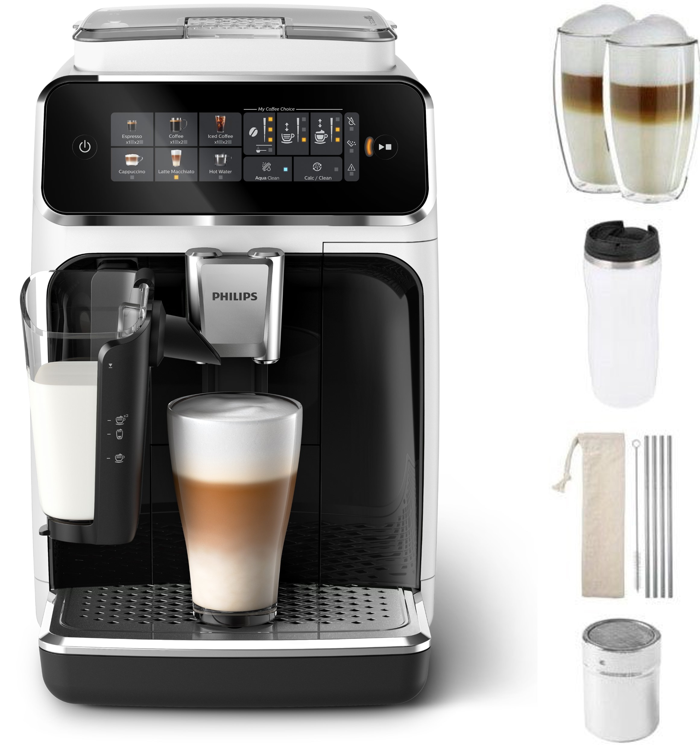Philips Kaffeevollautomat »EP3343/50 3300 Series«, 6 Kaffeespezialitäten,  mit LatteGo-Milchsystem, Weiß/Schwarz bestellen