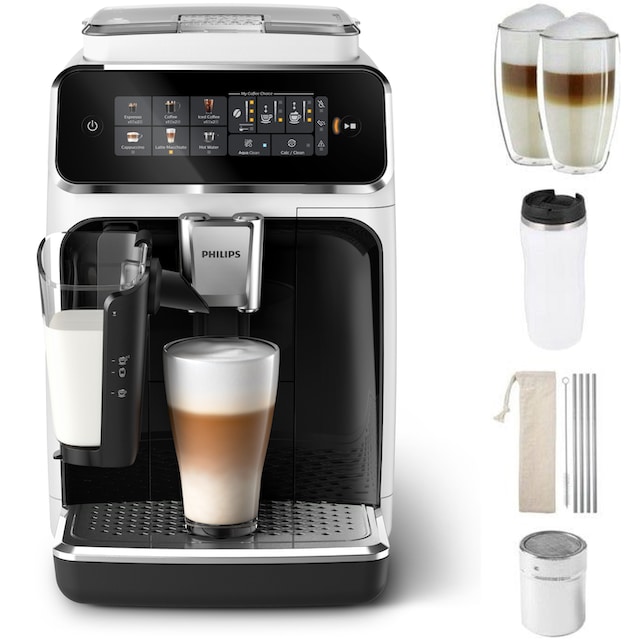 Philips Kaffeevollautomat »EP3343/50 3300 Series«, 6 Kaffeespezialitäten,  mit LatteGo-Milchsystem, Weiß/Schwarz bestellen