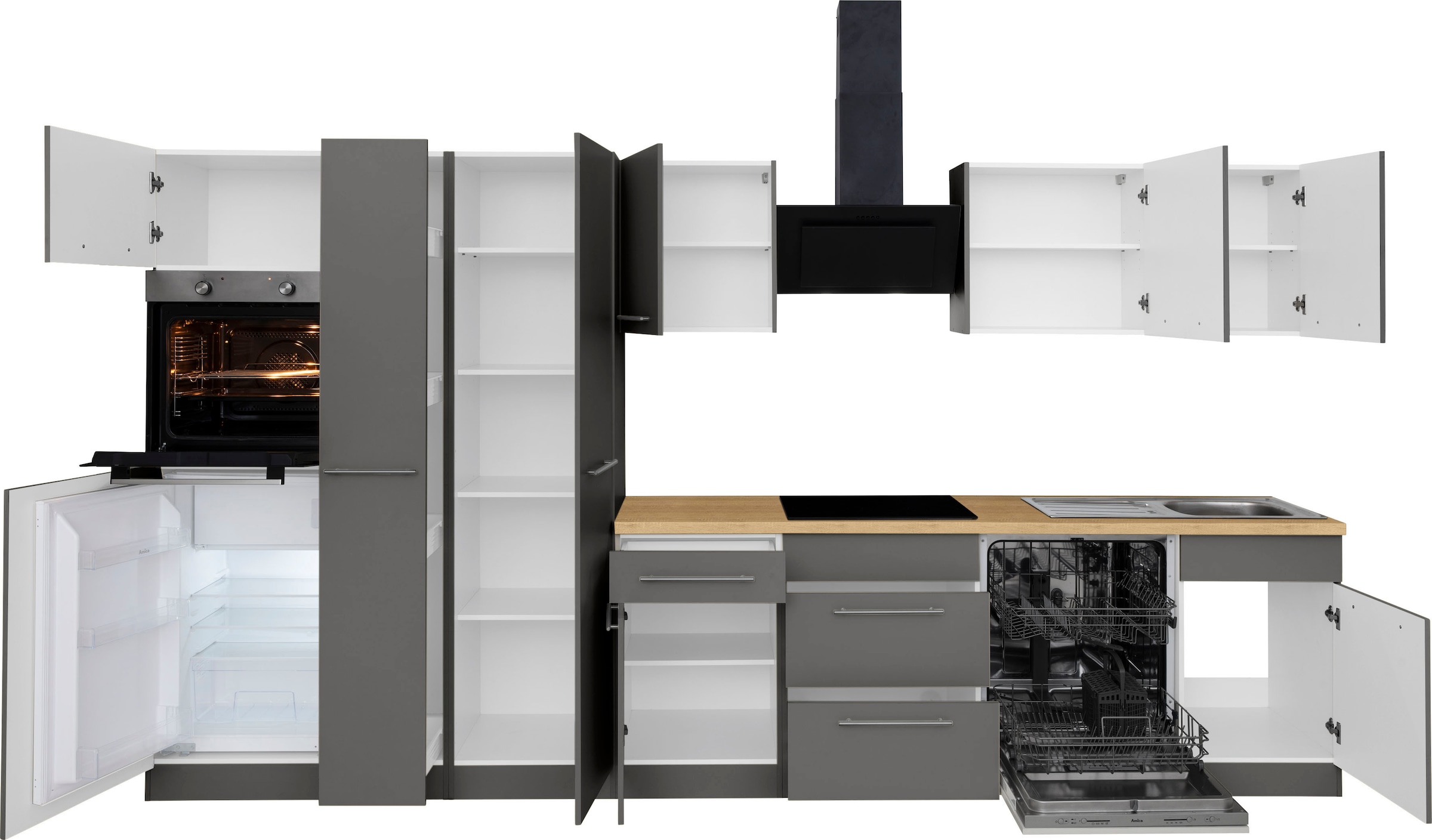 wiho Küchen Küchenzeile »Unna«, mit E-Geräten, Breite 360 cm