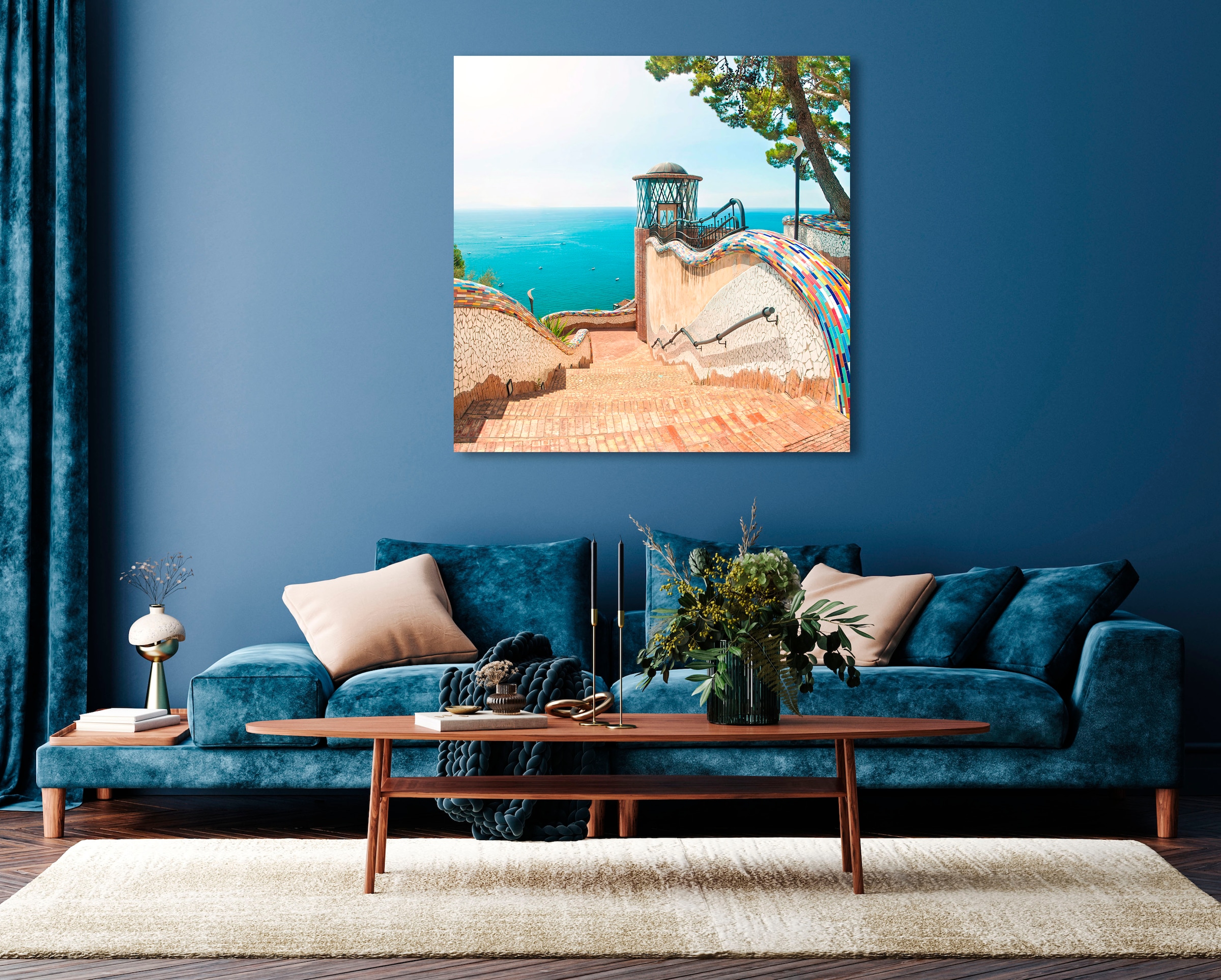 queence Acrylglasbild »Elsi«, Landschaft-Stadt-Italien-Himmel-Meer-Meer Bil günstig online kaufen
