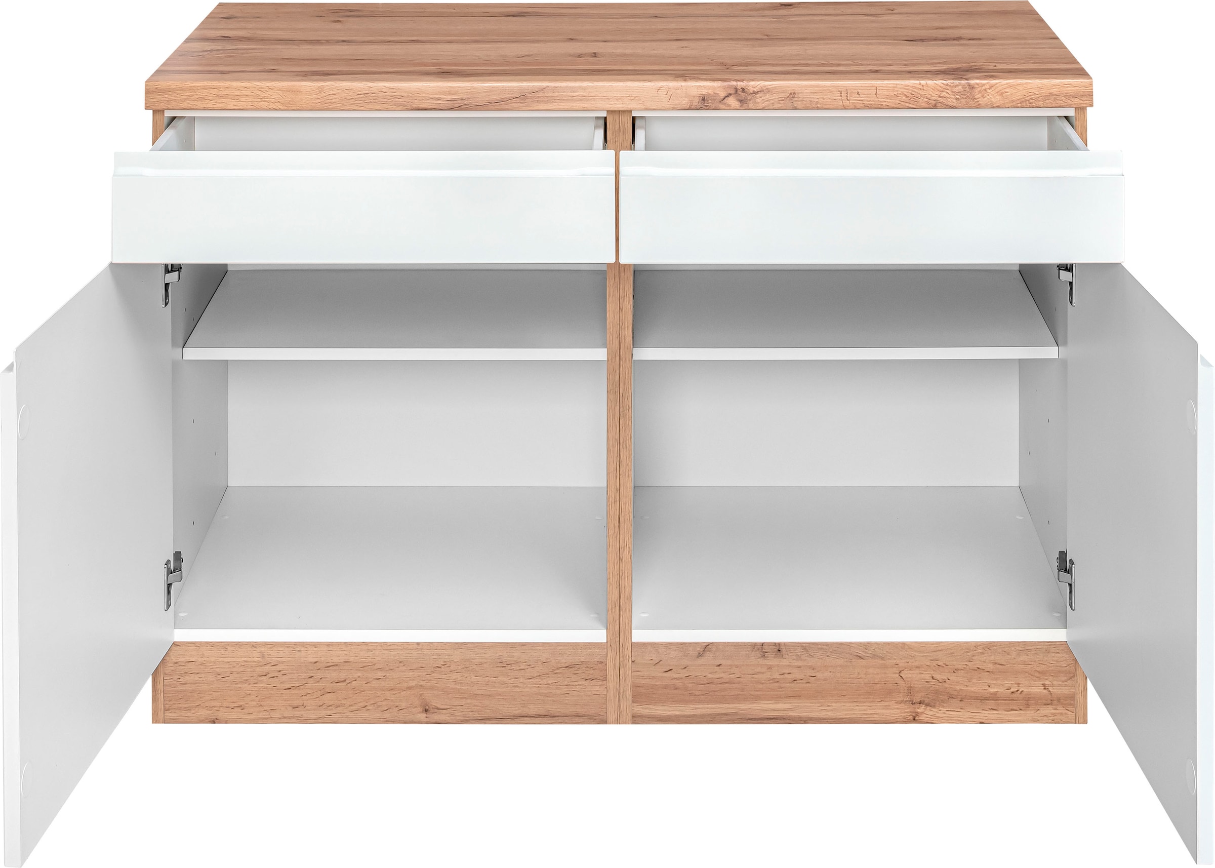 KOCHSTATION Unterschrank »KS-Bruneck« >>Bruneck<< 120 cm breit, für viel Stauraum, hochwertige MDF-Fronten