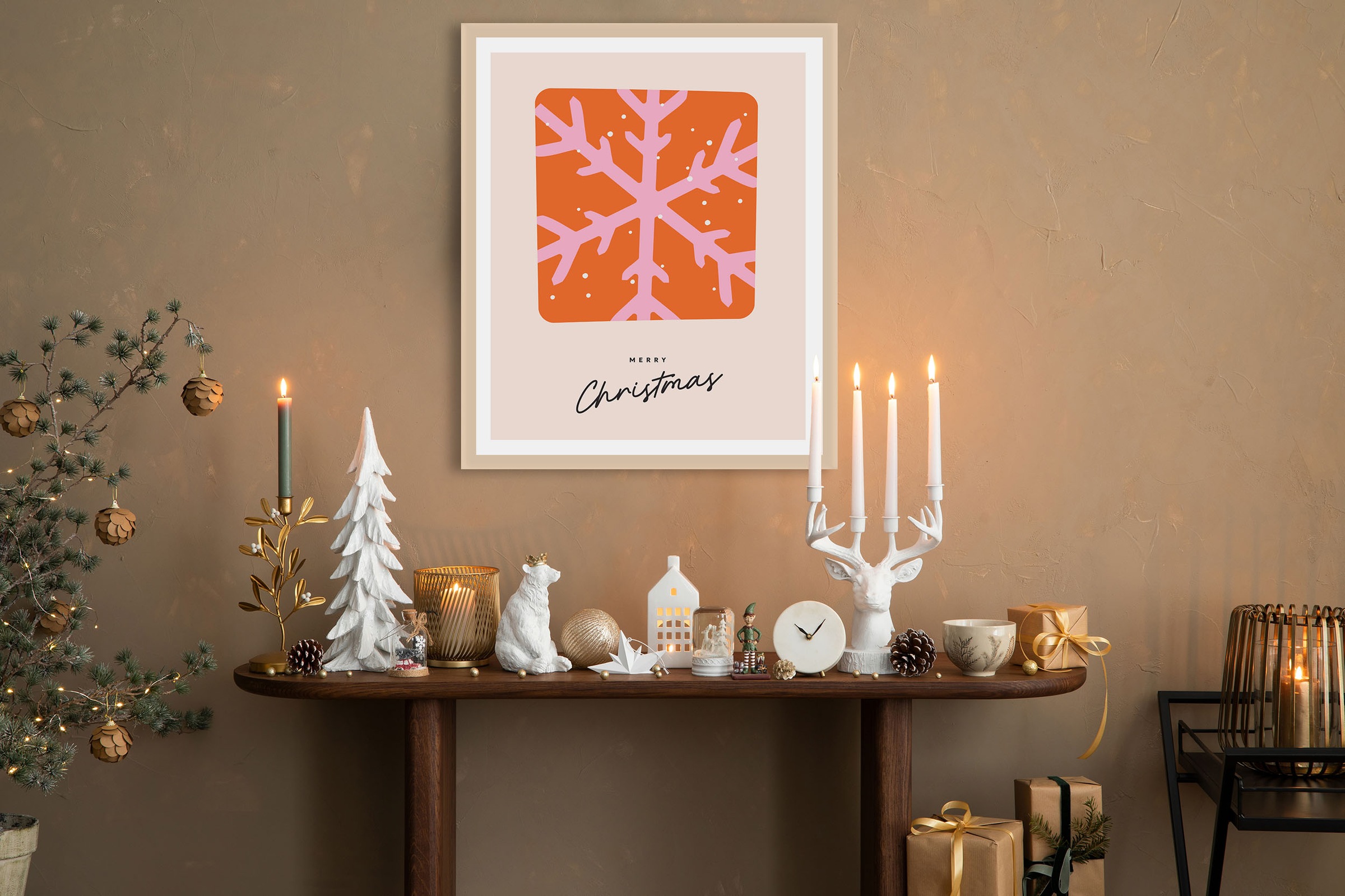 queence Bild mit Rahmen »Schneeflocke bunt« Jahreszeiten   Schneeflocke   S günstig online kaufen