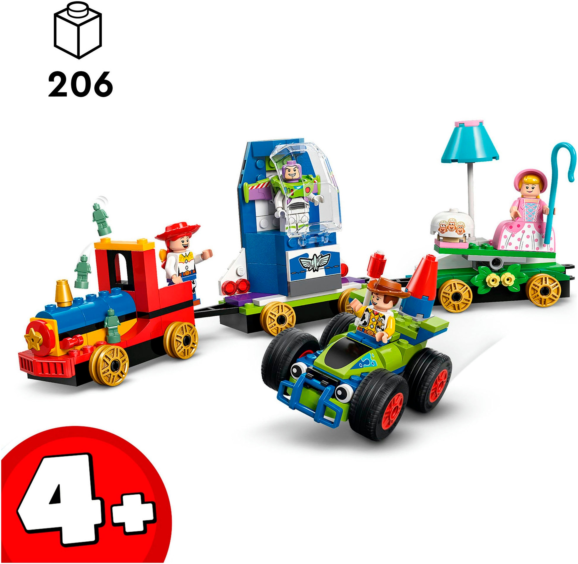 LEGO® Konstruktionsspielsteine »Partyzug und das Auto RC aus Toy Story (43264), LEGO Disney Pixar«, (206 St.), Made in Europe