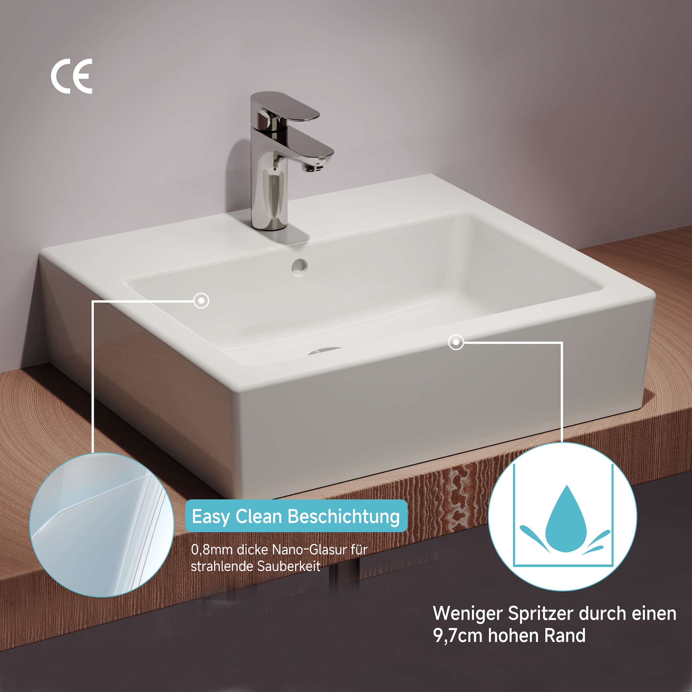 welltime Aufsatzwaschbecken »Pesante« NANO Glasur