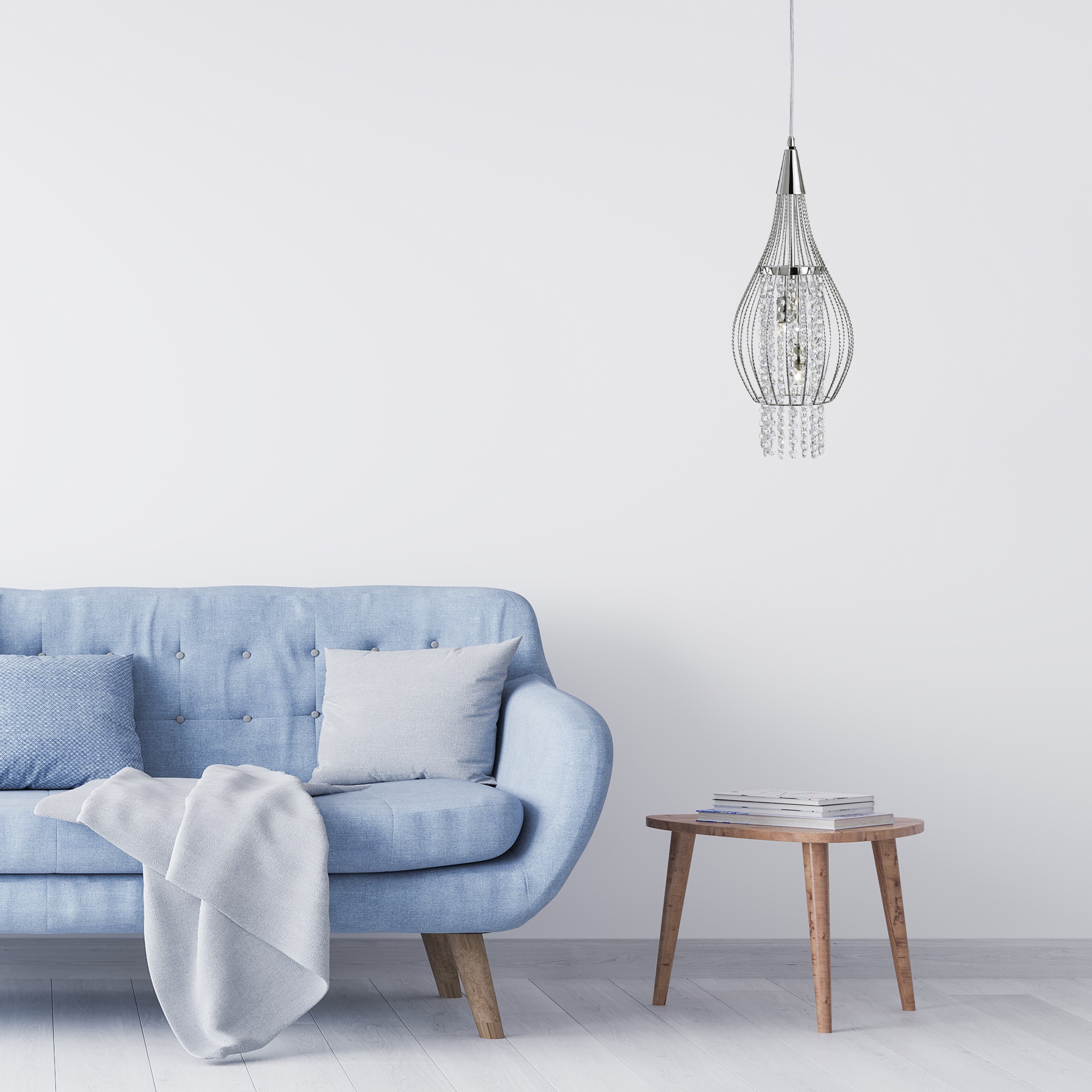 Searchlight Hängeleuchte »Rocket 2Lt Pendant - Chrome Metal & Crystal« G9 1 günstig online kaufen