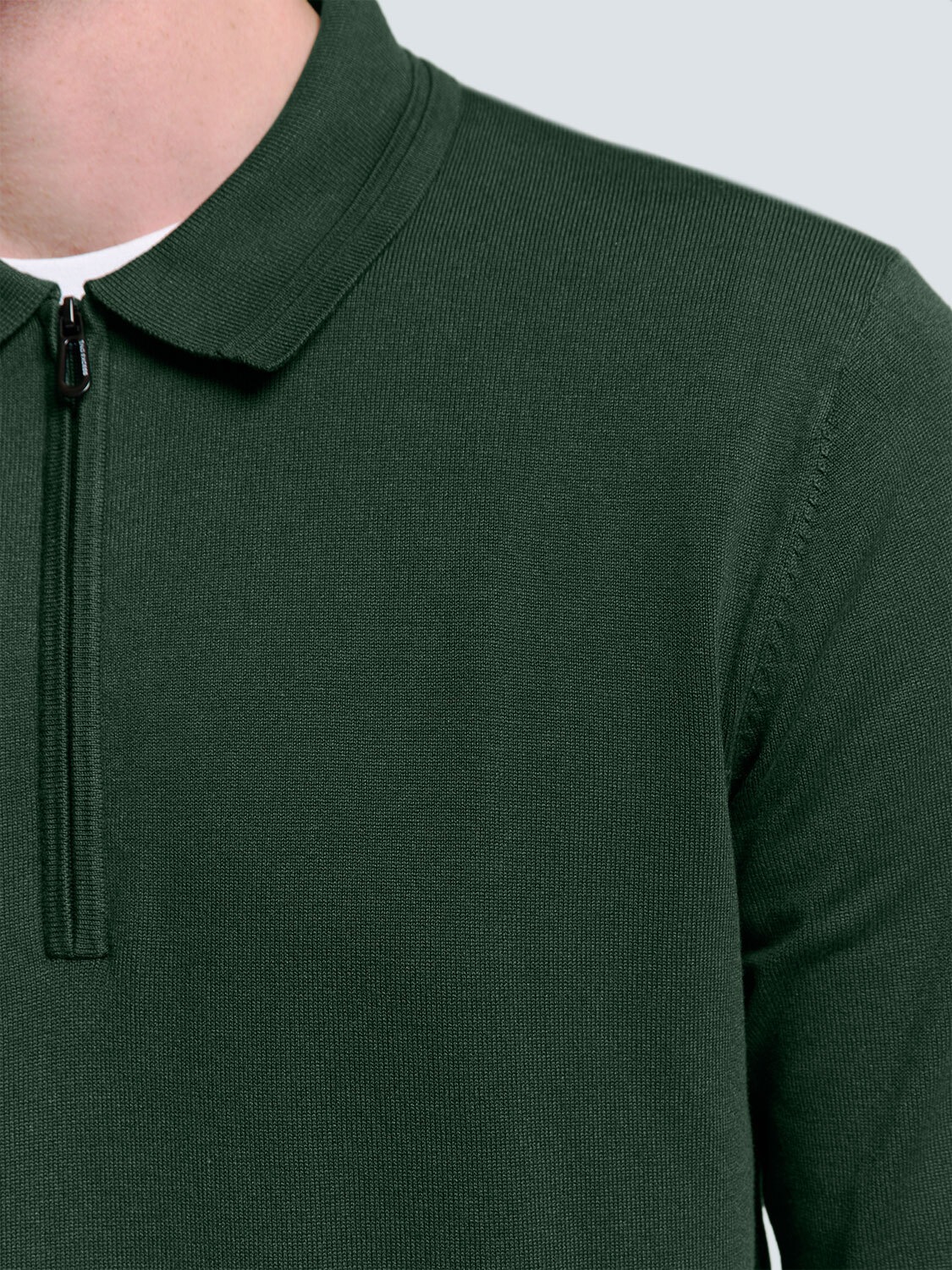NO EXCESS Rundhalspullover »No Excess Polo-Pullover mit halbem Reißverschluss«