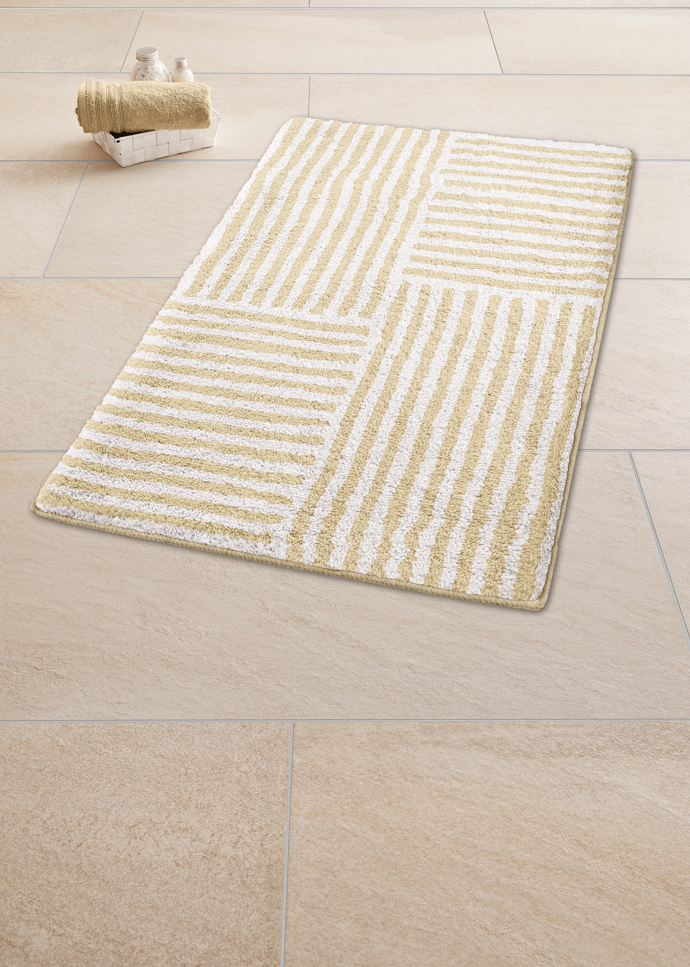 Kleine Wolke Badematte »Chelsea«, rutschhemmend beschichtet, fußbodenheizungsgeeignet, Badteppich, modernes Design, gestreift