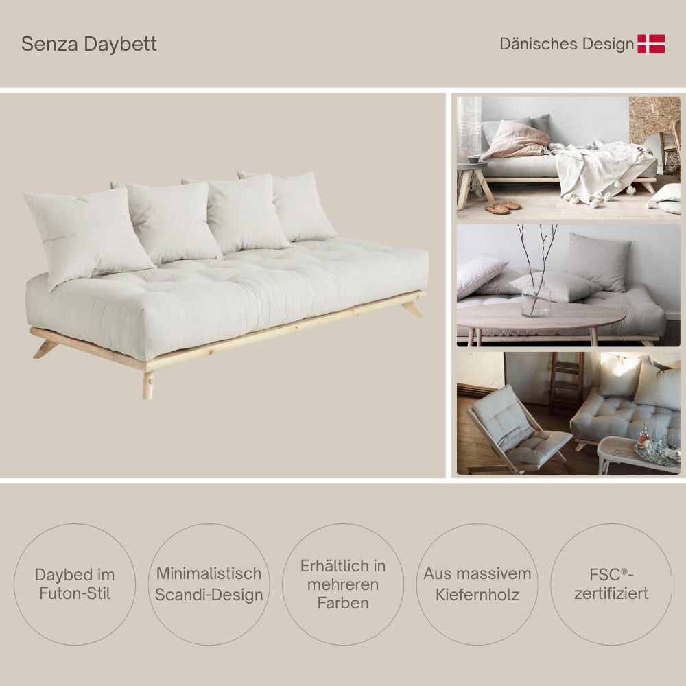 Karup Design Daybett »Senza, Sofa, mit Futonmatratze, minimalistisch, massives Kiefernholz« Handgefertigt, skandinavisches Design, vielseitig, schlichter Stil