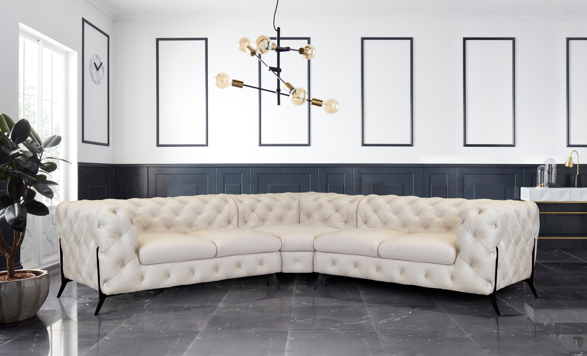 Home affaire Chesterfield-Sofa »Amaury L-Form« Chesterfield-Optik, Breite/T günstig online kaufen