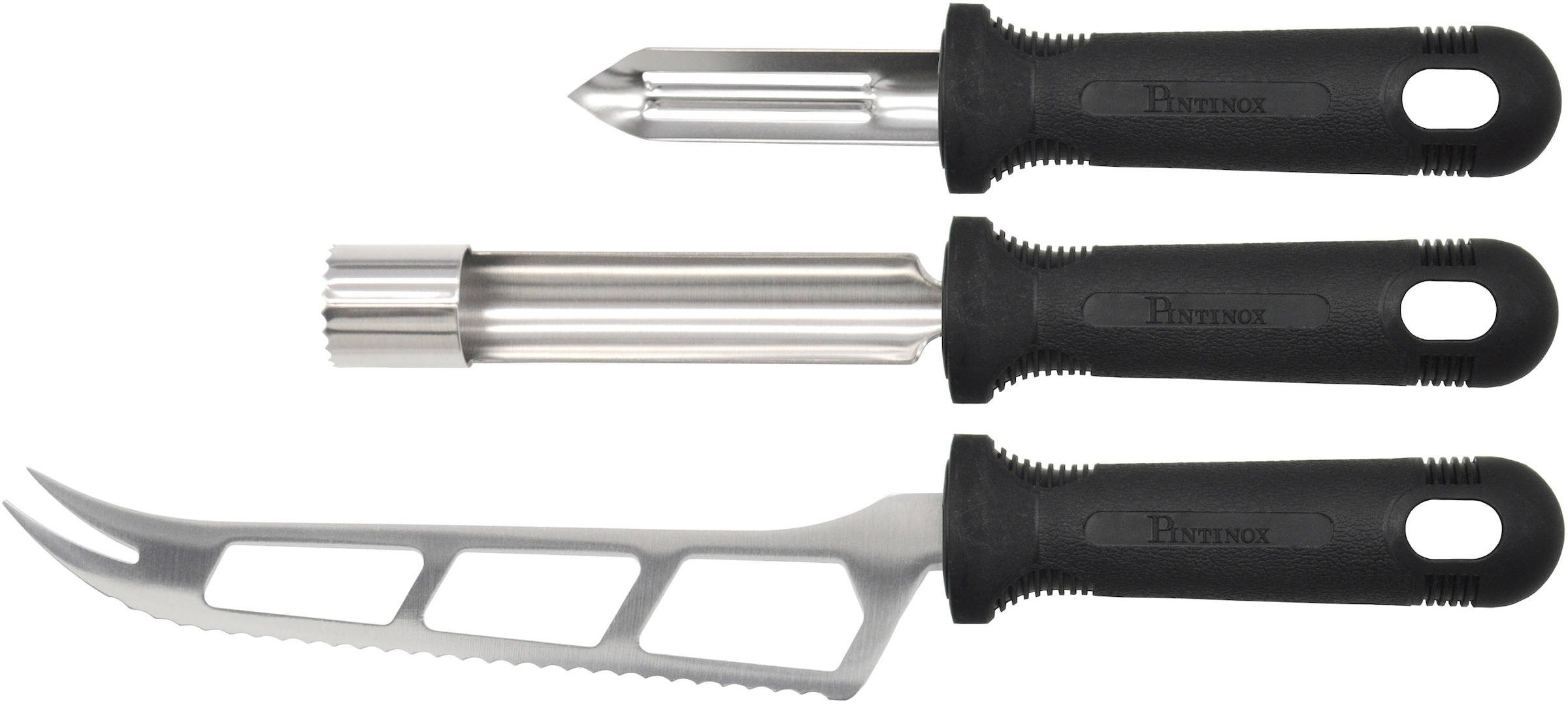 PINTINOX Apfelschäler »Professional Messerset aus Edelstahl«, (Set, 3 tlg.), Edelstahl, spülmaschinengeeignet