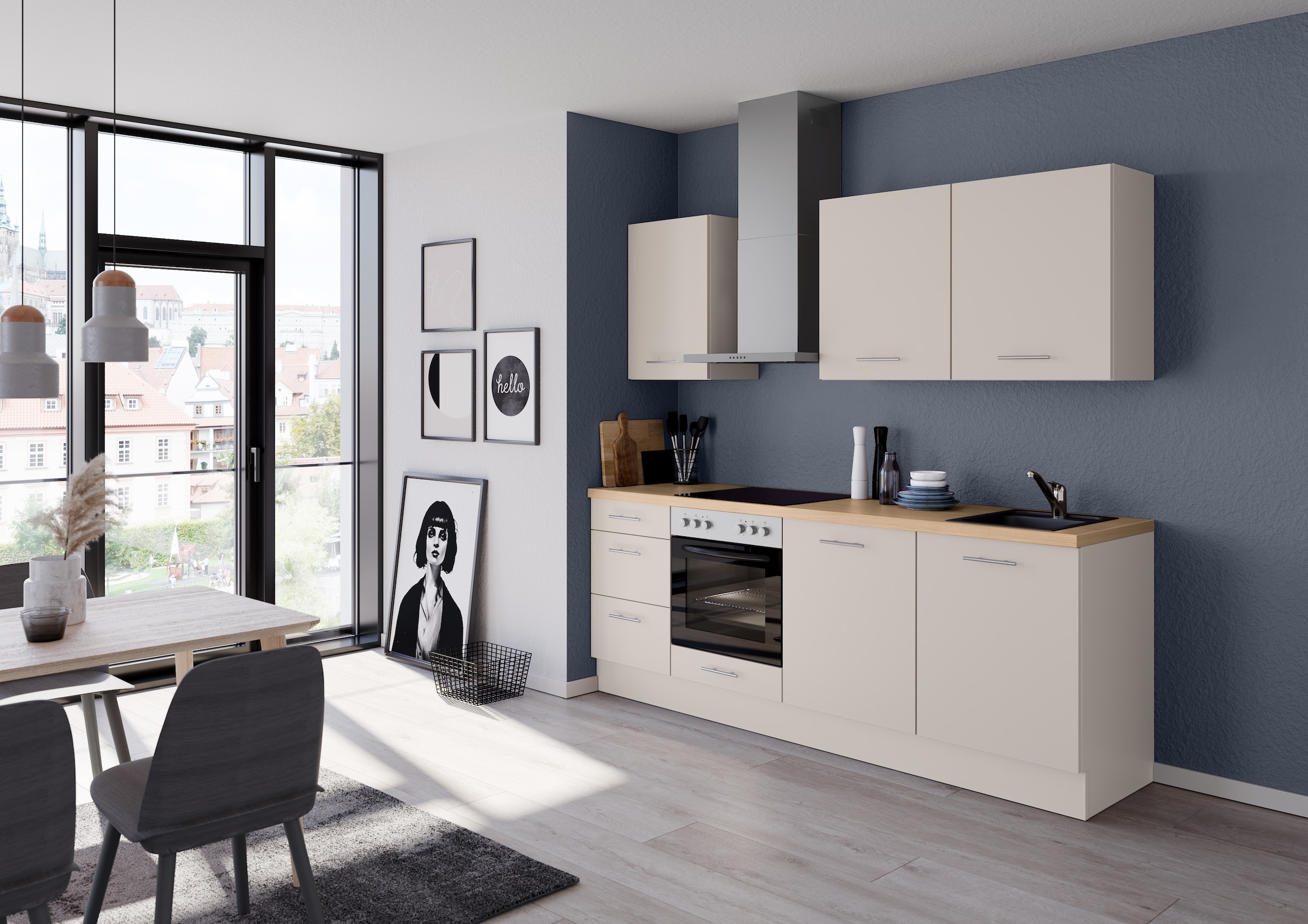 IMPULS KÜCHEN Küchenzeile »"Kopenhagen", Ausrichtung wählbar, Schubkästen mit Soft-Close«, vormontiert, wahlweise mit E-Geräten