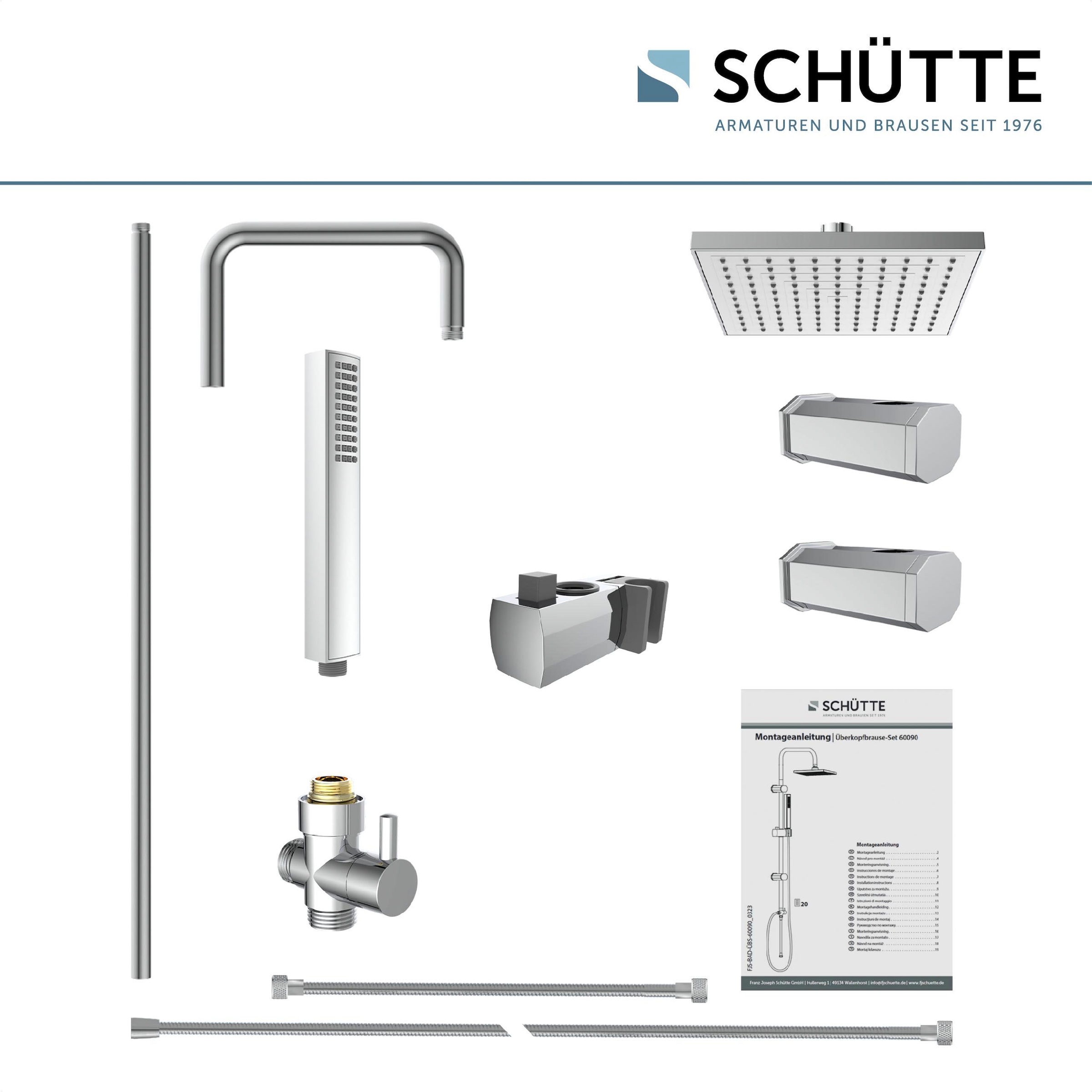 Schütte Brausegarnitur »TOKYO«, (Set), inkl. Wasserspardichtung, Antikalk, höhenverstellb., Edelstahl-Stange
