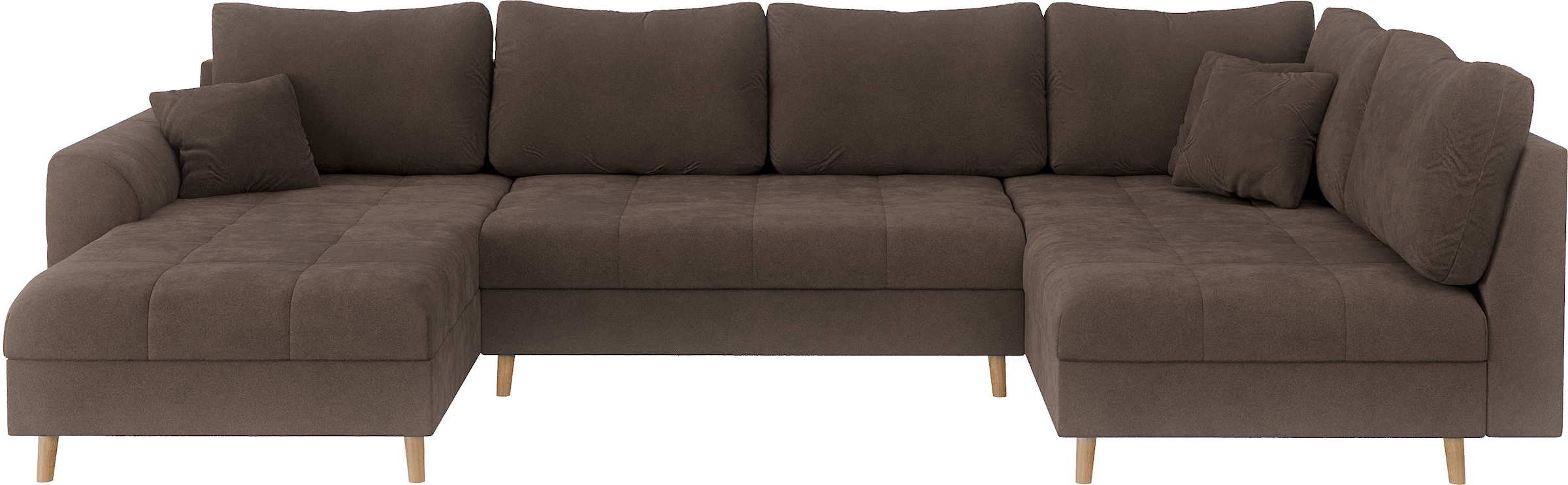 Home affaire Wohnlandschaft »CHARRE U-Form mit Ottomane, Maße B/T/H: 310/161/81 cm«, feine Steppung, lose Rücken- und Zierkissen, auch in Cord und Bouclé