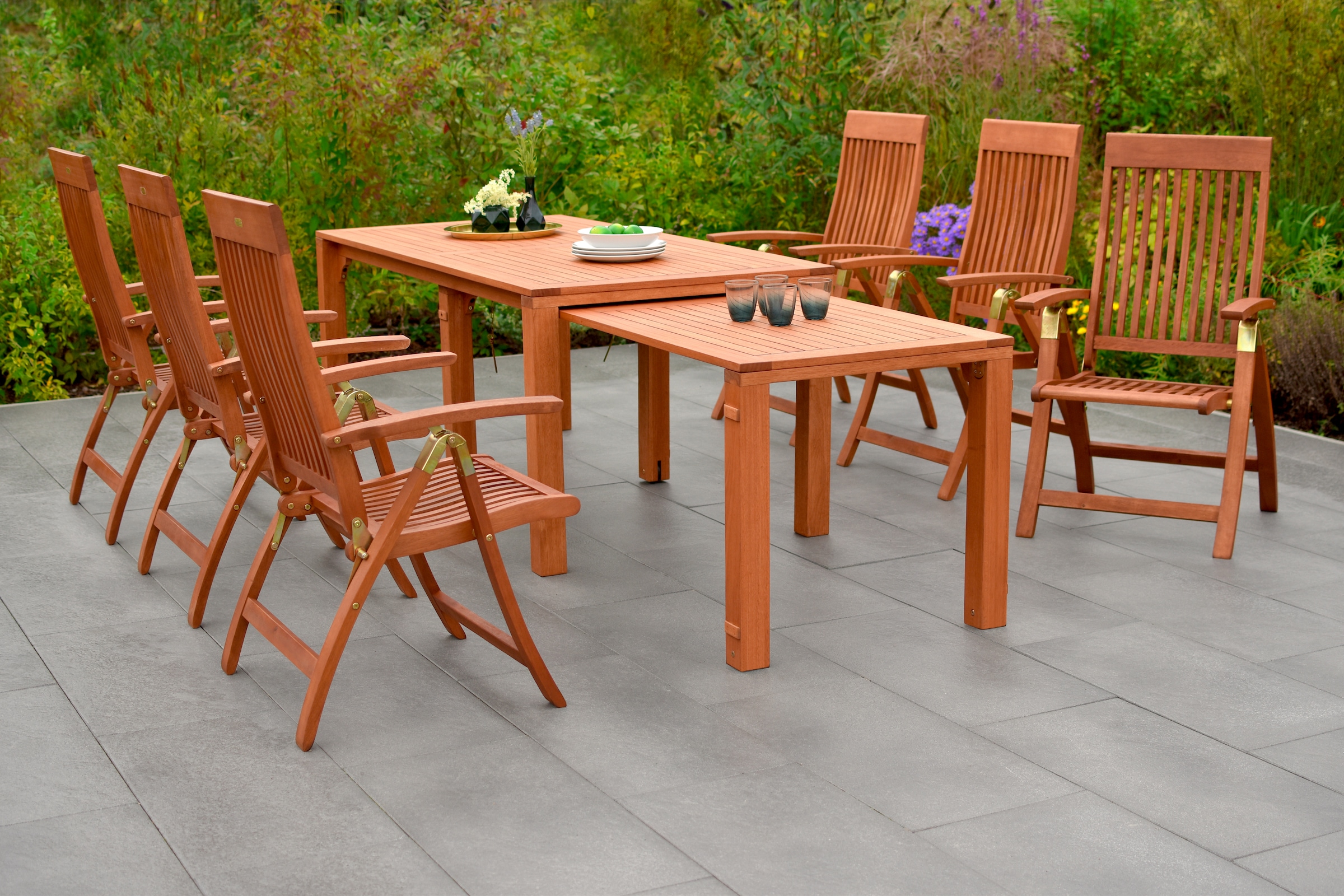 MERXX Garten-Essgruppe »Comodoro« Set, 7 Stk. tlg. 7 Klappsessel, 5-fach ve günstig online kaufen