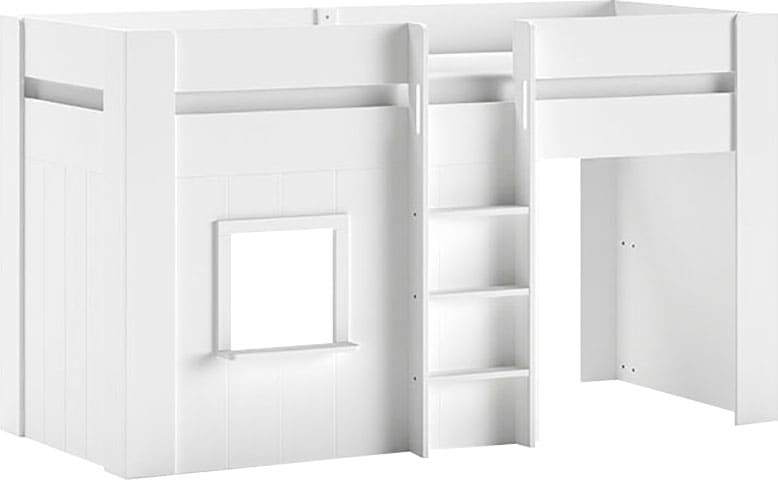 Vipack Hochbett »Reno, Ein Tolles Hüttenbett Mit Hoher Standfestigkeit, Weiß Lackiert« B/H/T Ca. 206x120, 1x105cm, Leiter Mittig, Fenster Und