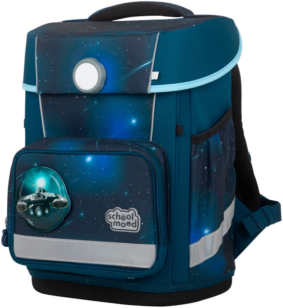 SCHOOL-MOOD® Schulranzen »Champion, Moritz (Weltall)«, retroreflektierende Flächen, mit LED-Patchy; aus recyceltem Material