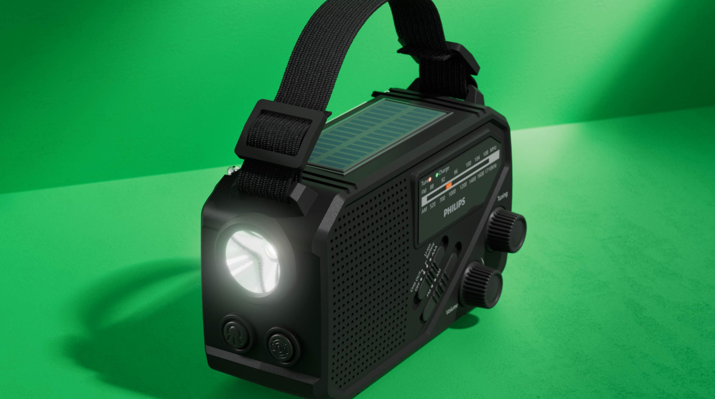 Philips Notfallradio »TAR1609/00« ( AM-Tuner | FM-Tuner 1 W) Kurbelradio, LED-Leuchte, lauter SOS-Alarm mit Blinkleuchte, USB-A