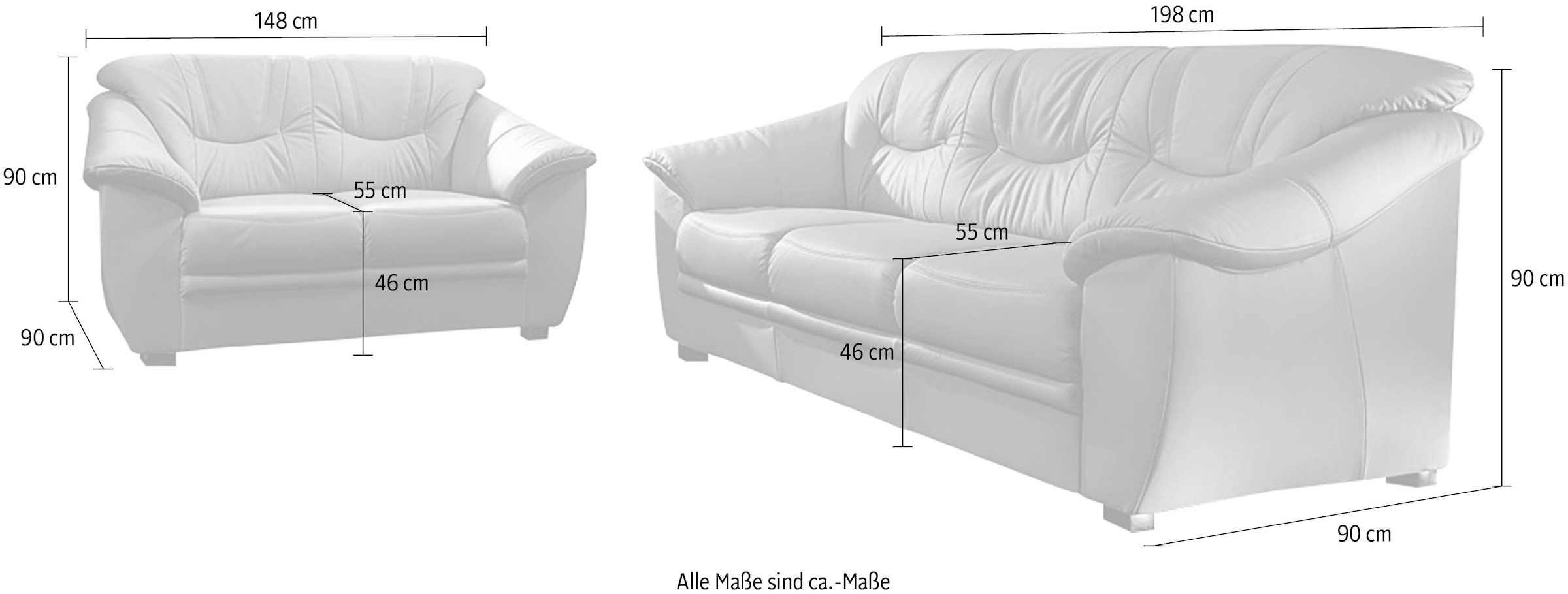 sit&more Polstergarnitur »Savona«, (2-tlg.), bestehend aus je einem 2- und 3-Sitzer, inklusive Federkern