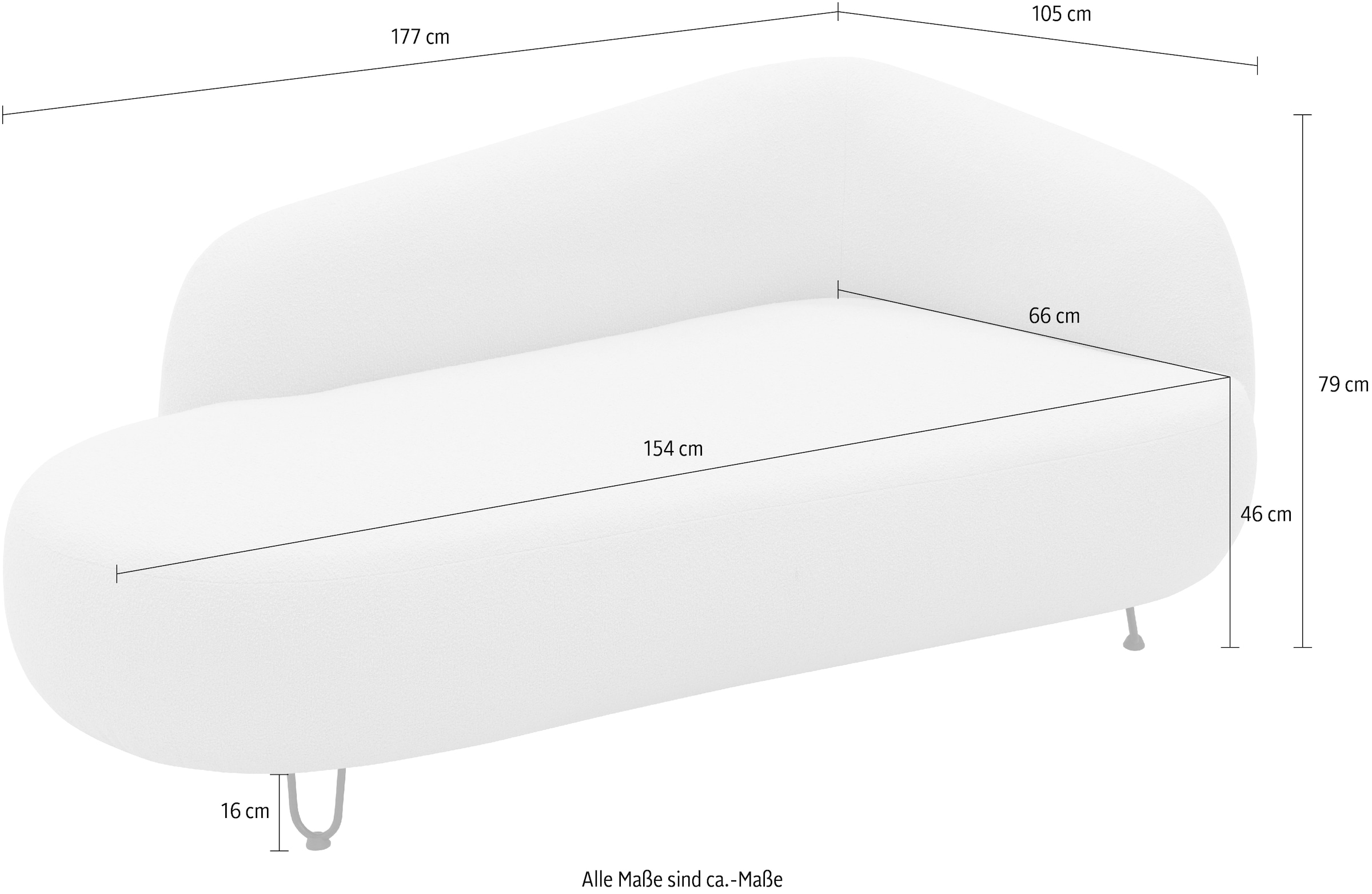 DOMO collection Recamiere »Poika, auch als Sessel und Hocker bestellbar, Bezug Fellimitat«, Formschönes Outdoor-Highlight, ideal für Garten, Balkon, Terrasse