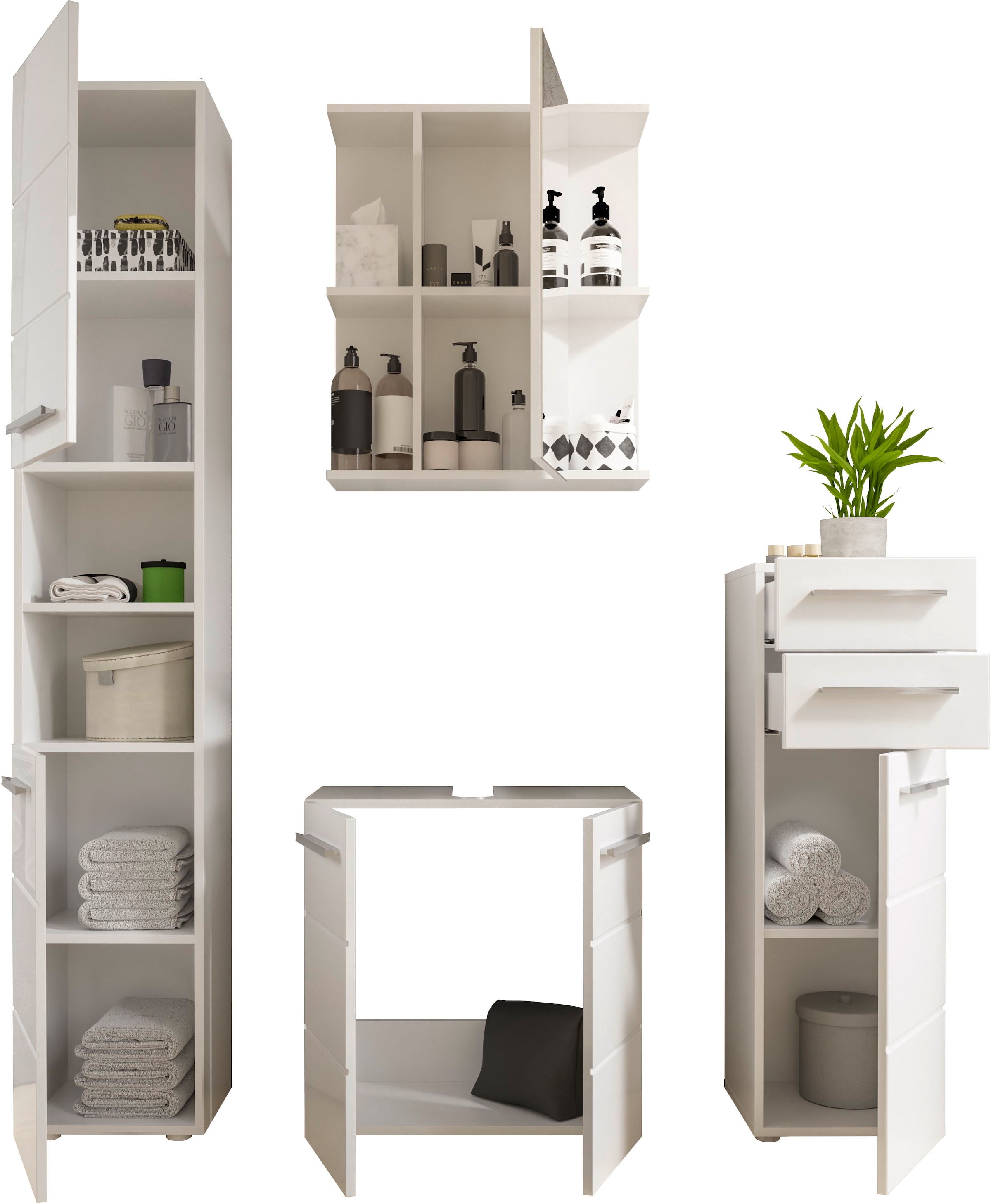 BASIC by Balculina Waschbeckenunterschrank »Mandi« 1 Stk. tlg. Breite 60cm, hochglanz Front