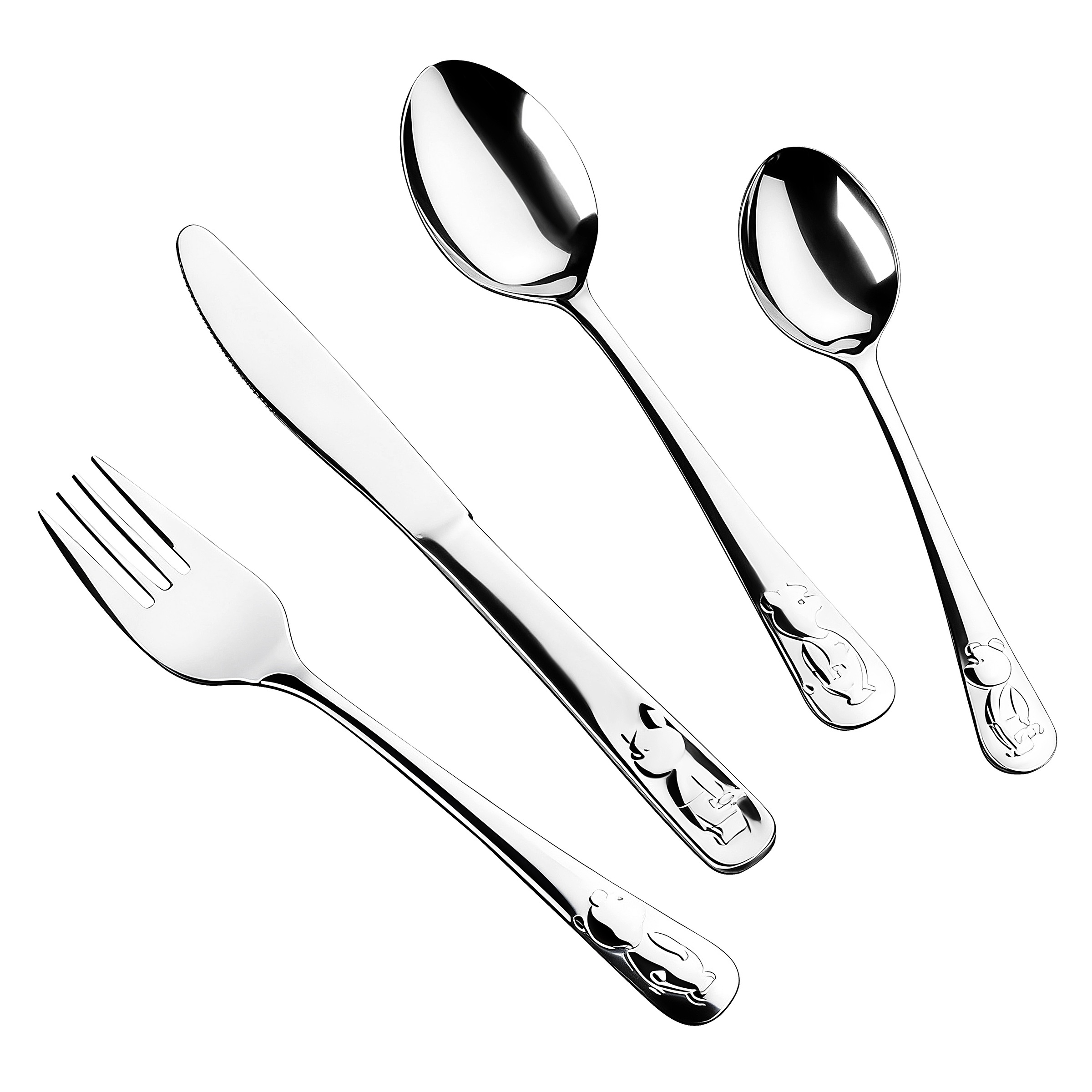 Michelangelo Kinderbesteck »KIDS  4-teiliges, Edelstahl rostfrei 18/10« Praktisches Komplett-Set für den täglichen Gebrauch