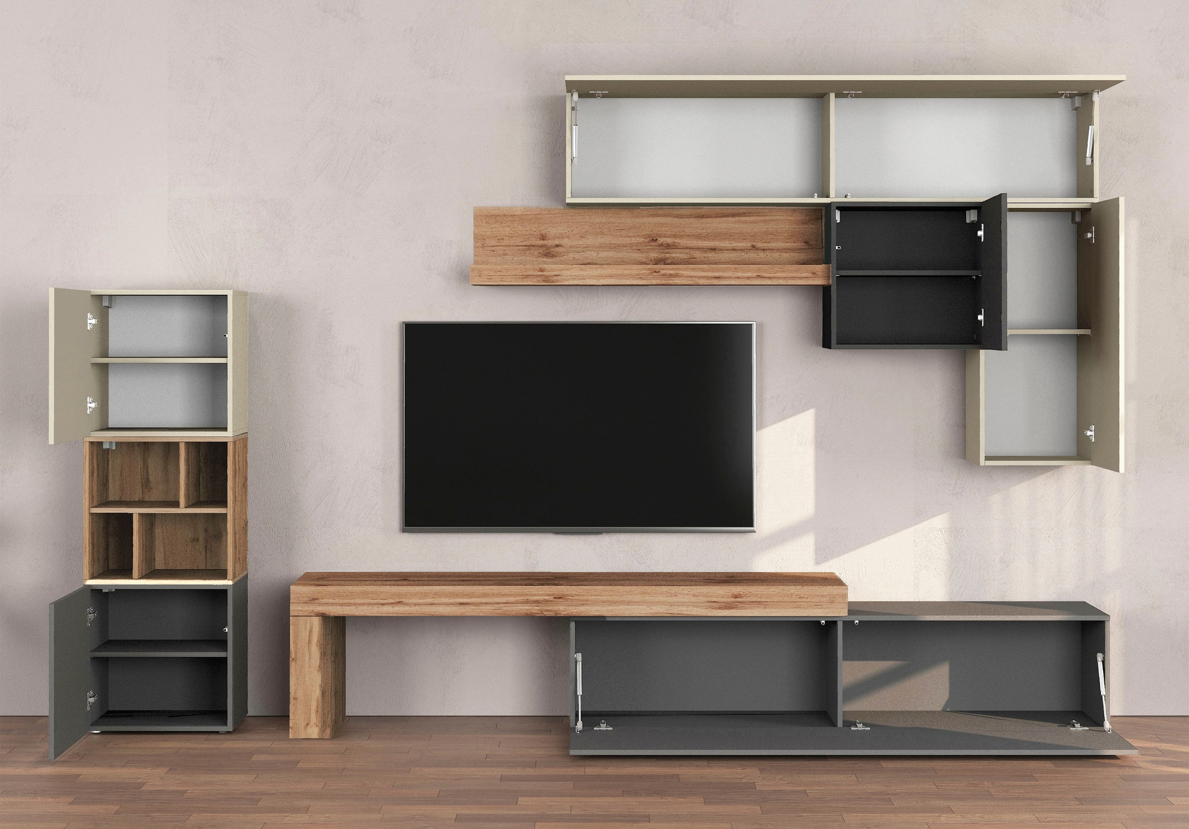 INOSIGN Wohnwand »Chronos Wohnwand, Medienwand, 8-er set« Set, 8 Stk. tlg.