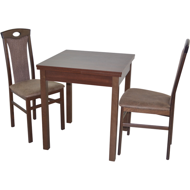 HOFMANN LIVING AND MORE Essgruppe »3tlg. Tischgruppe« Spar-Set, 3tlg. Tischgruppe, 3 Stk. tlg. Stühle montiert Nussbaum-Nachbildung + braun +...