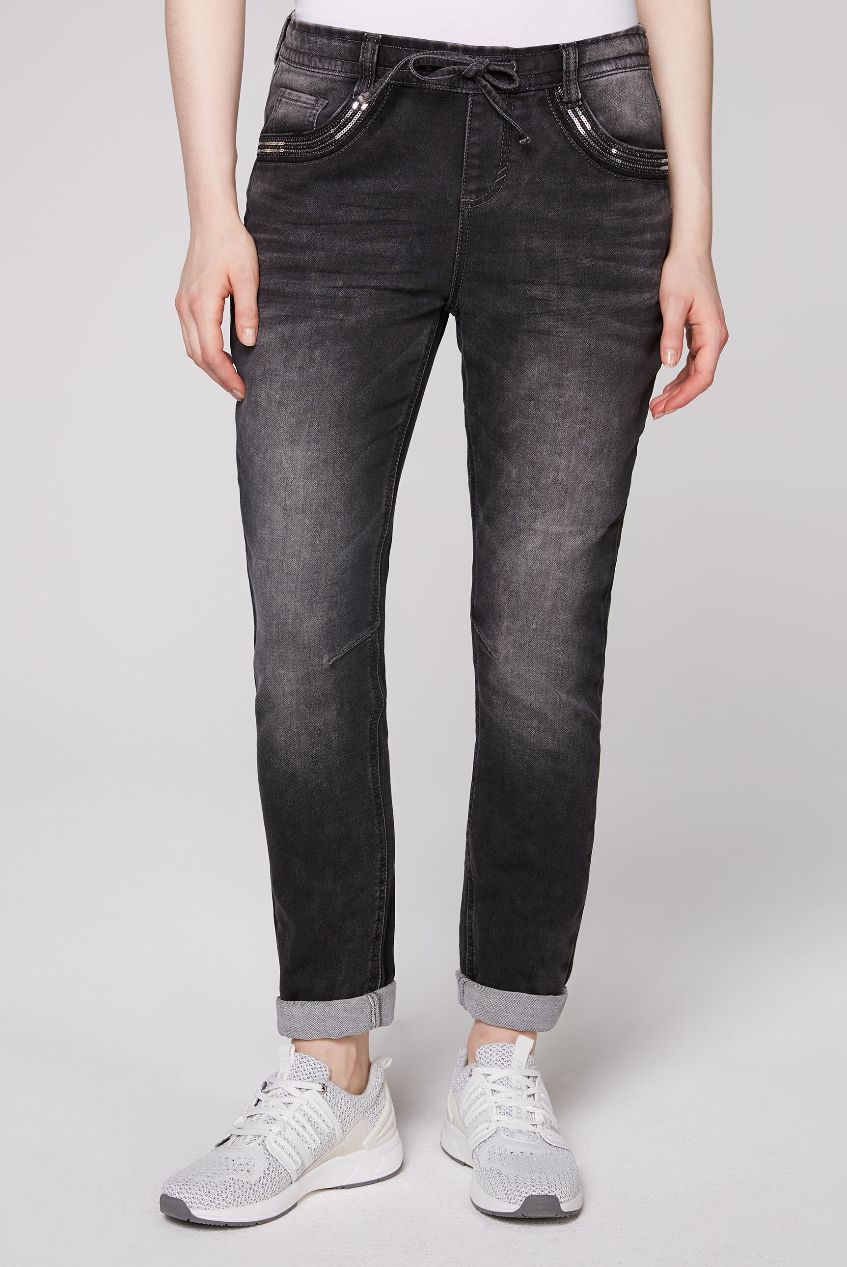 SOCCX Boyfriend-Jeans, mit Gummizug hinten am Bund