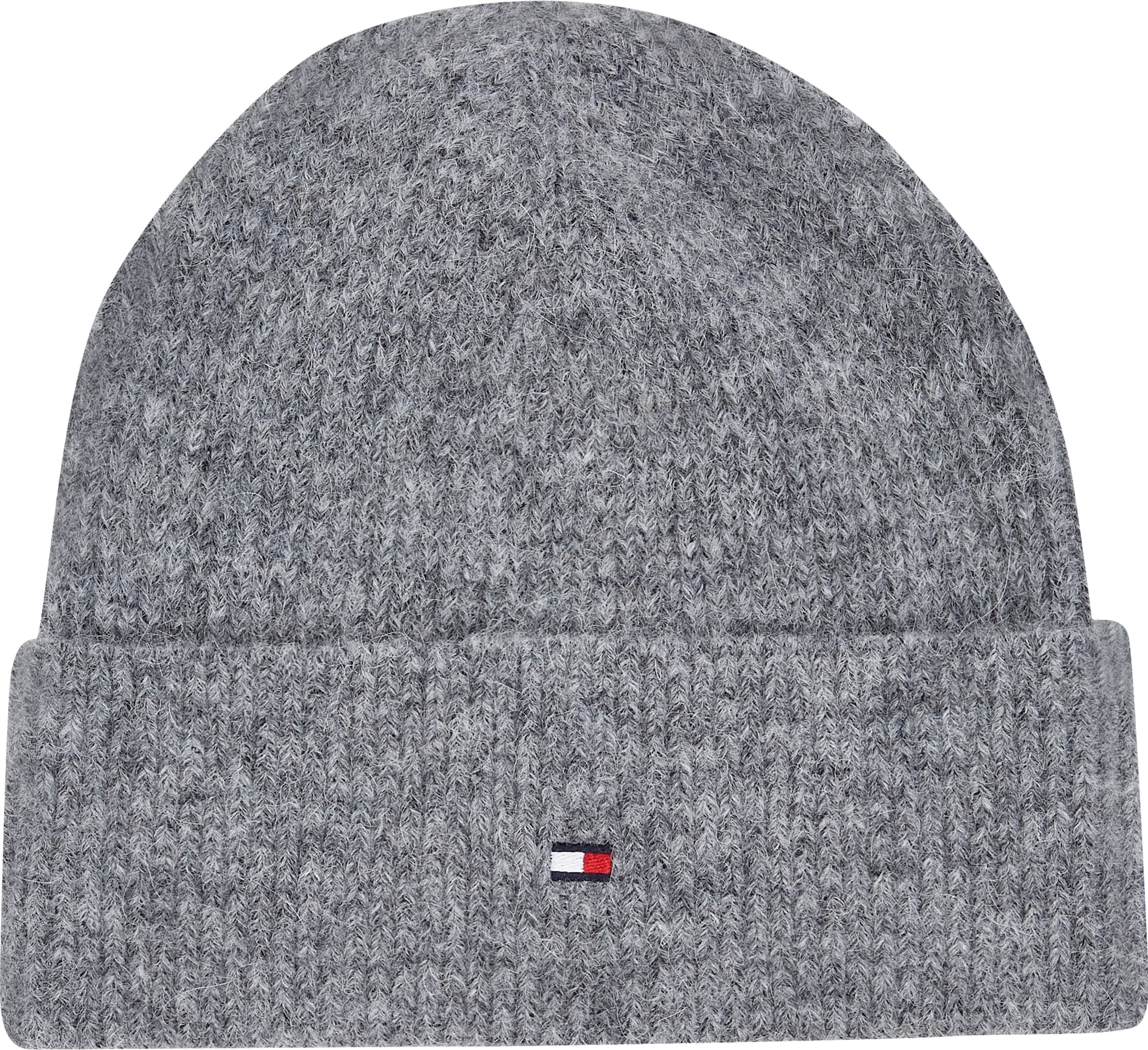 Tommy Hilfiger Strickmütze »ESSENTIAL FLAG FUZZY BEANIE«, mit Logostickerei