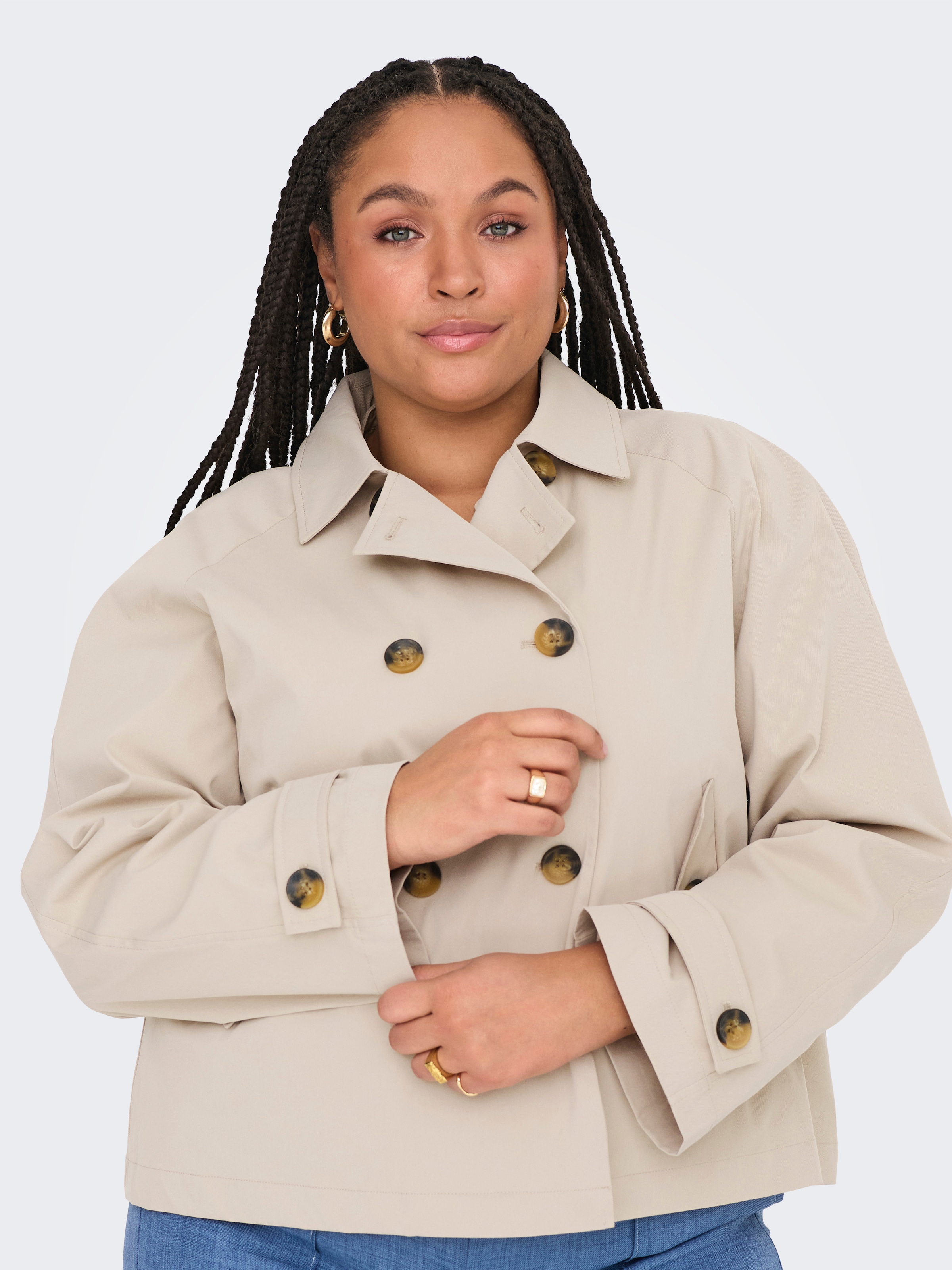 ONLY CARMAKOMA Kurzjacke »CARAPRIL LIFE SHORT TRENCHCOAT OTW NOOS«