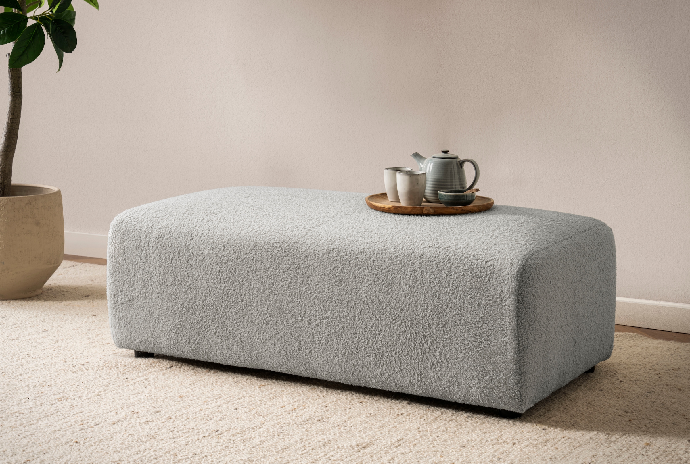 andas Hocker »BAKELS, Polsterhocker in Cord oder Boucle-Stoff«, zur Serie BAKELS, Hocker stellbar zum Schlafsofa (Krokodilverbinder)