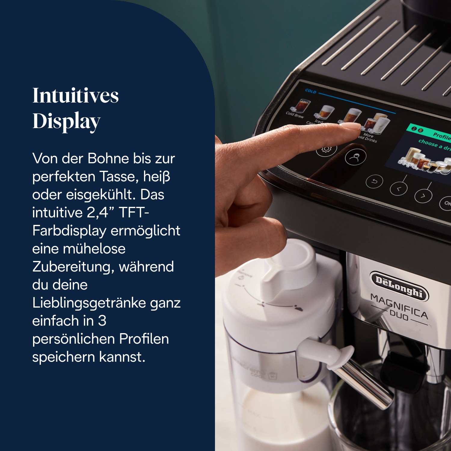 De'Longhi Kaffeevollautomat »MAGNIFICA DUO ECAM330.80.BXB - 20 Rezepte, heißer & kalter Milchschaum« Cold Brew Funktion, 2,4" TFT-Display, 2 Milchkaraffen (Heiß & Kalt)