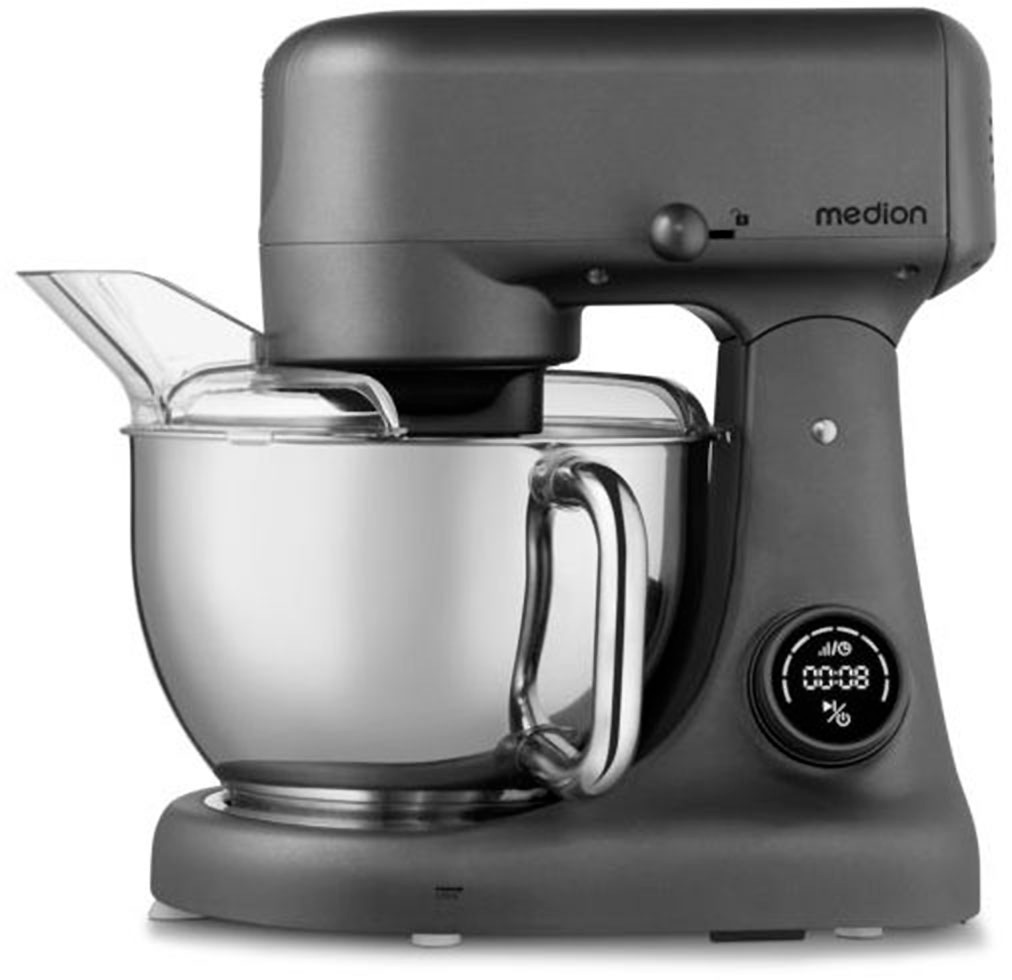 Medion® Küchenmaschine »MD 12600, 8 Geschwindigkeitsstufen, Impulsfunktion, DC-Motor, 4,6 L«, Mit umfangreichem Zubehör-Set, Fleischwolf-Aufsatz, Gemüsereibe