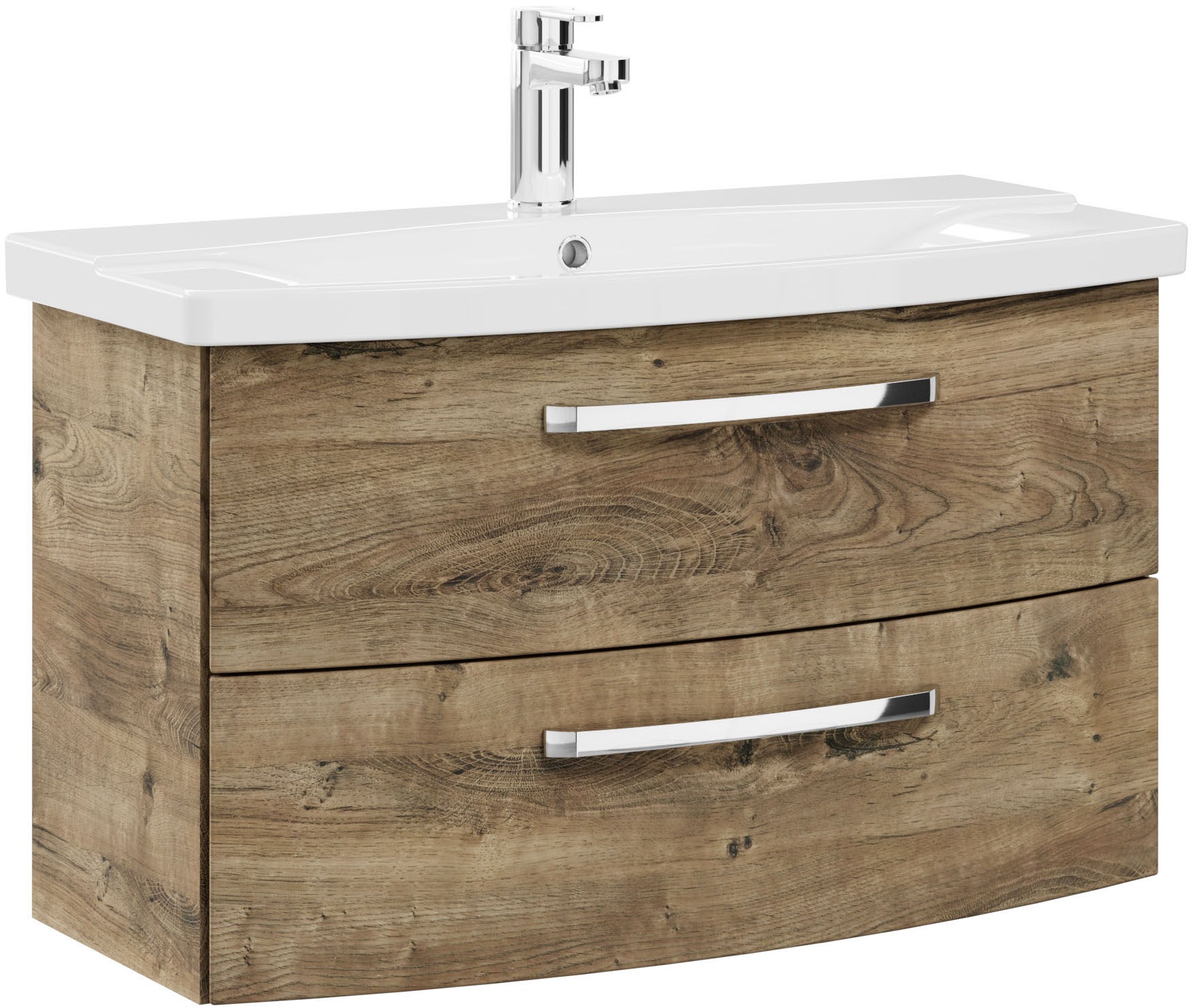 Saphir Badmöbel-Set »Serie 4010 2-teilig Keramik-Waschtisch mit LED-Spiegelschrank«, (Set), Badezimmer Set 84 cm breit, inkl. Türdämpfer, 3 Türen, 2 Schubladen