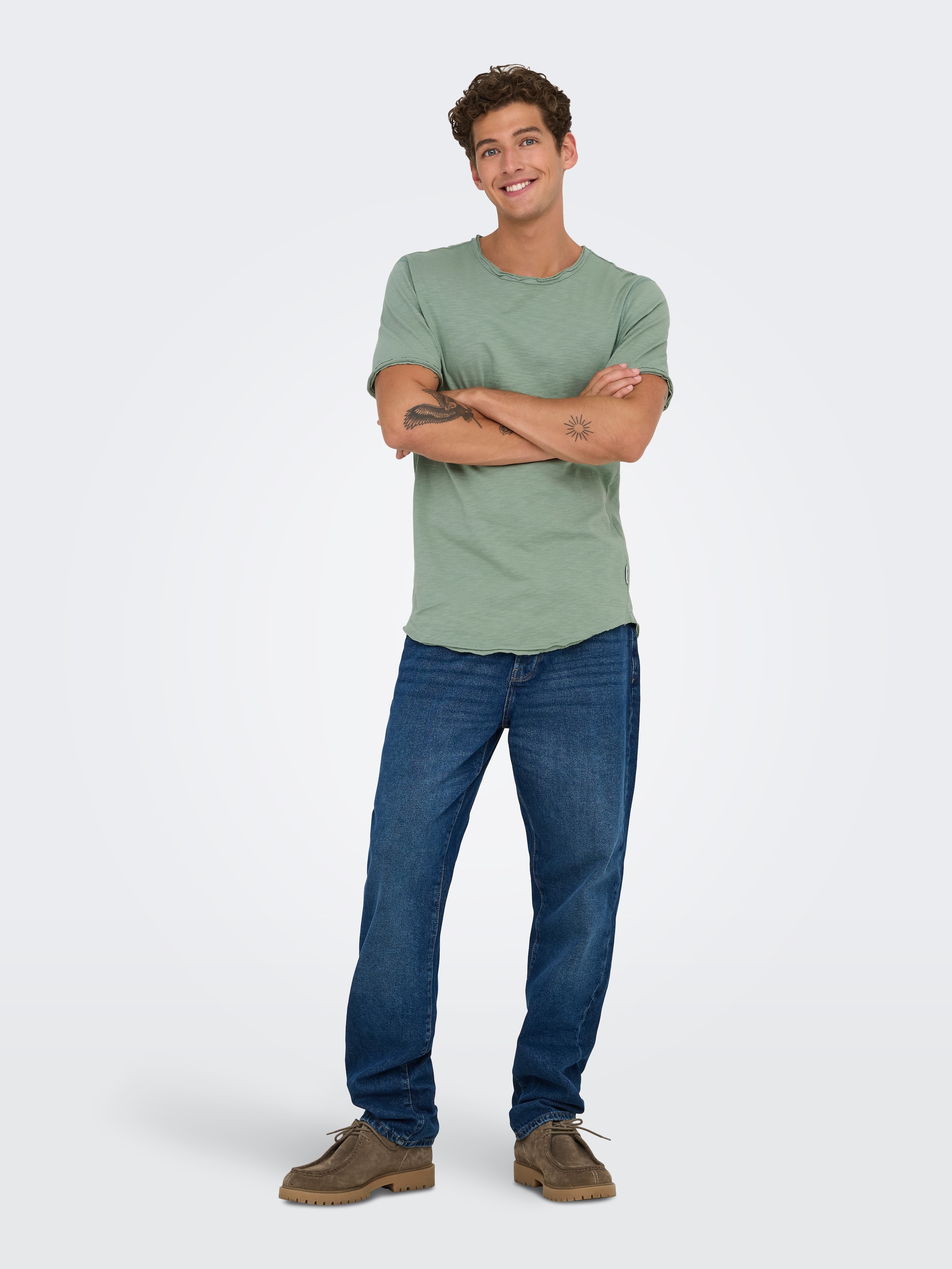 ONLY & SONS Rundhalsshirt »ONSBENNE LONGY SS TEE NF 7822 NOOS«